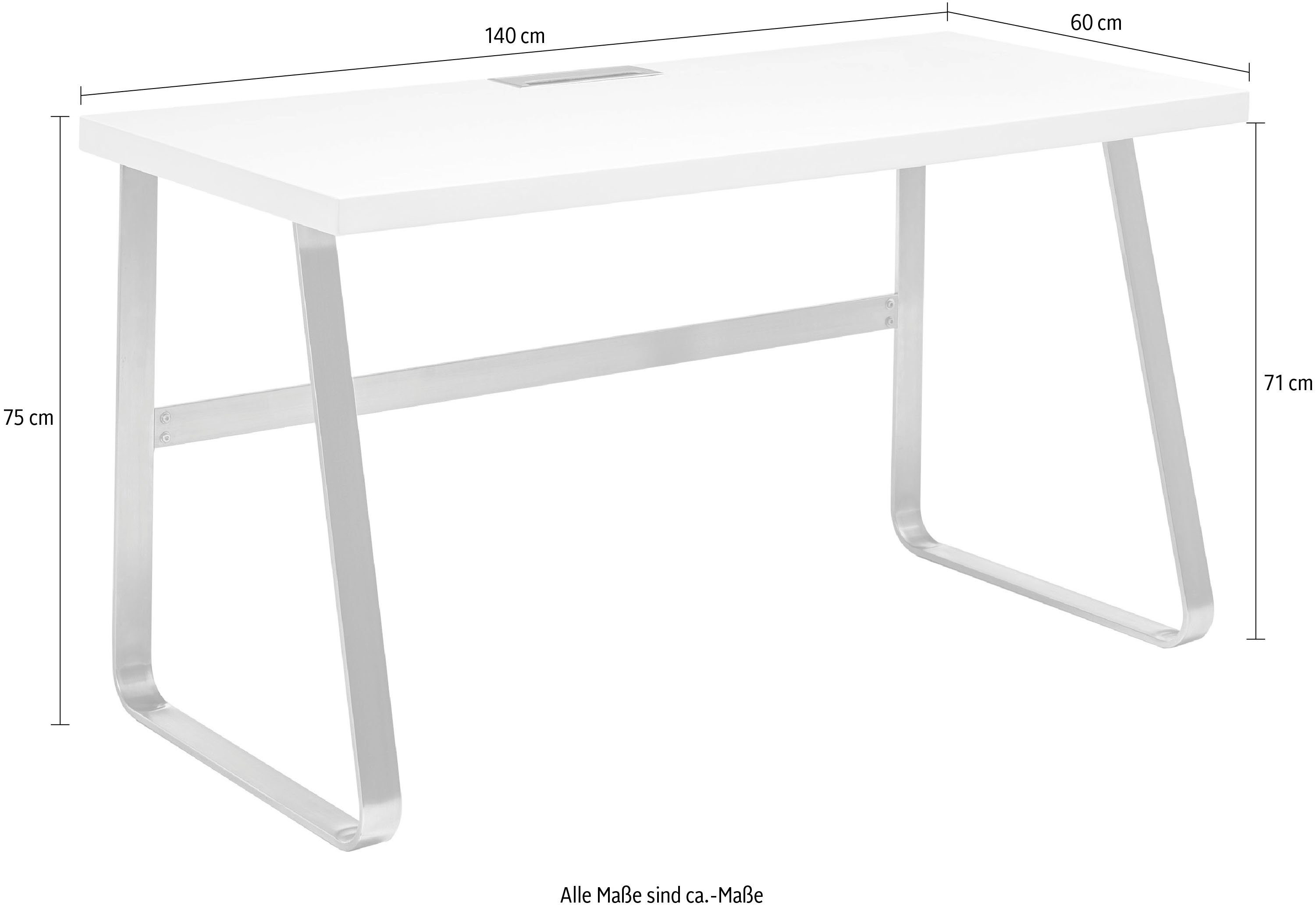 MCA furniture Bureau Beno Gaming tafel, computertafel, frame in roestvrij staal look, breedte 140 cm