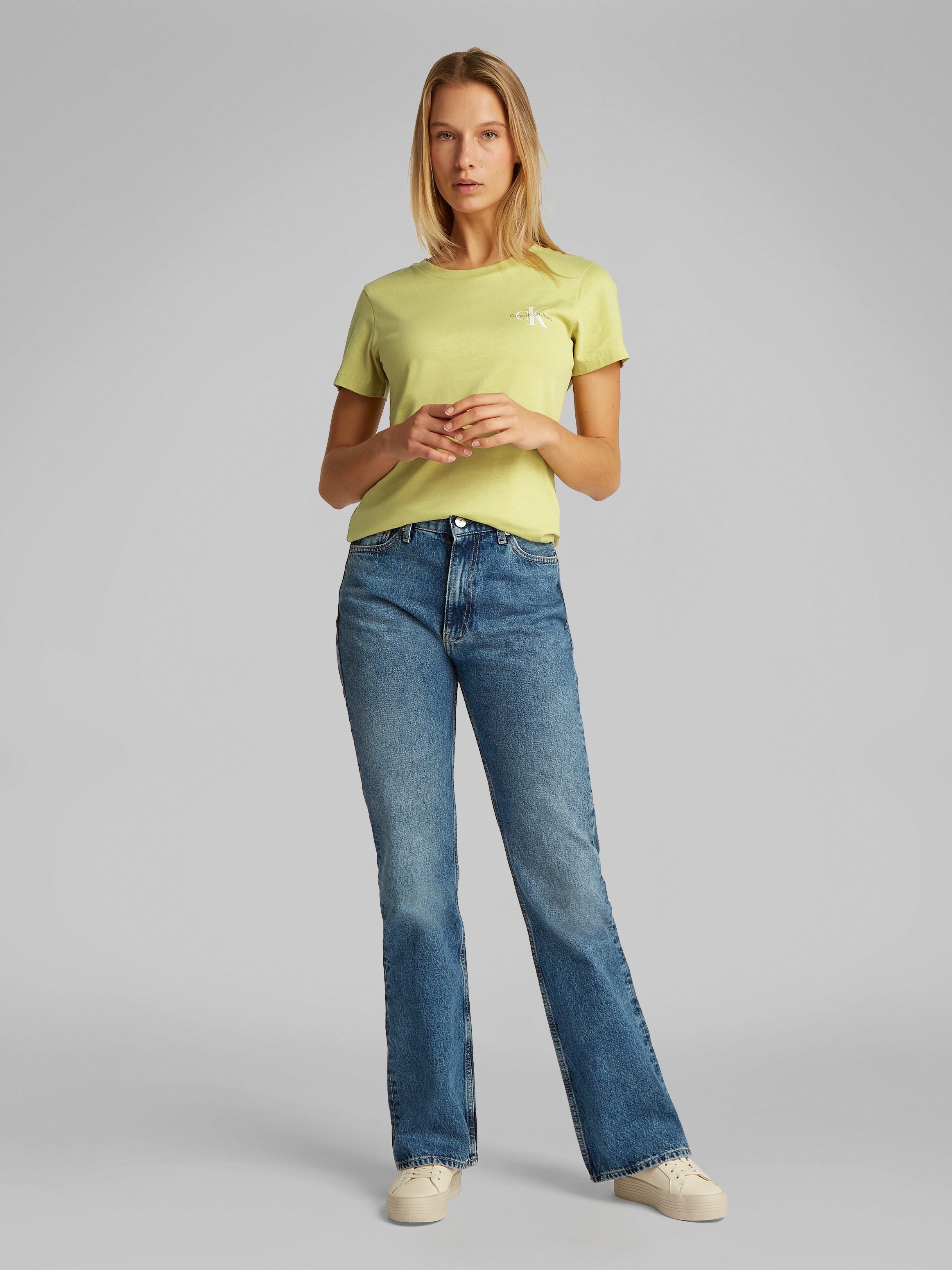 Calvin Klein Shirt met ronde hals 2-PACK MONOLOGO SLIM TEE met calvin klein jeans logoprint op borsthoogte (2-delig, Set van 2)