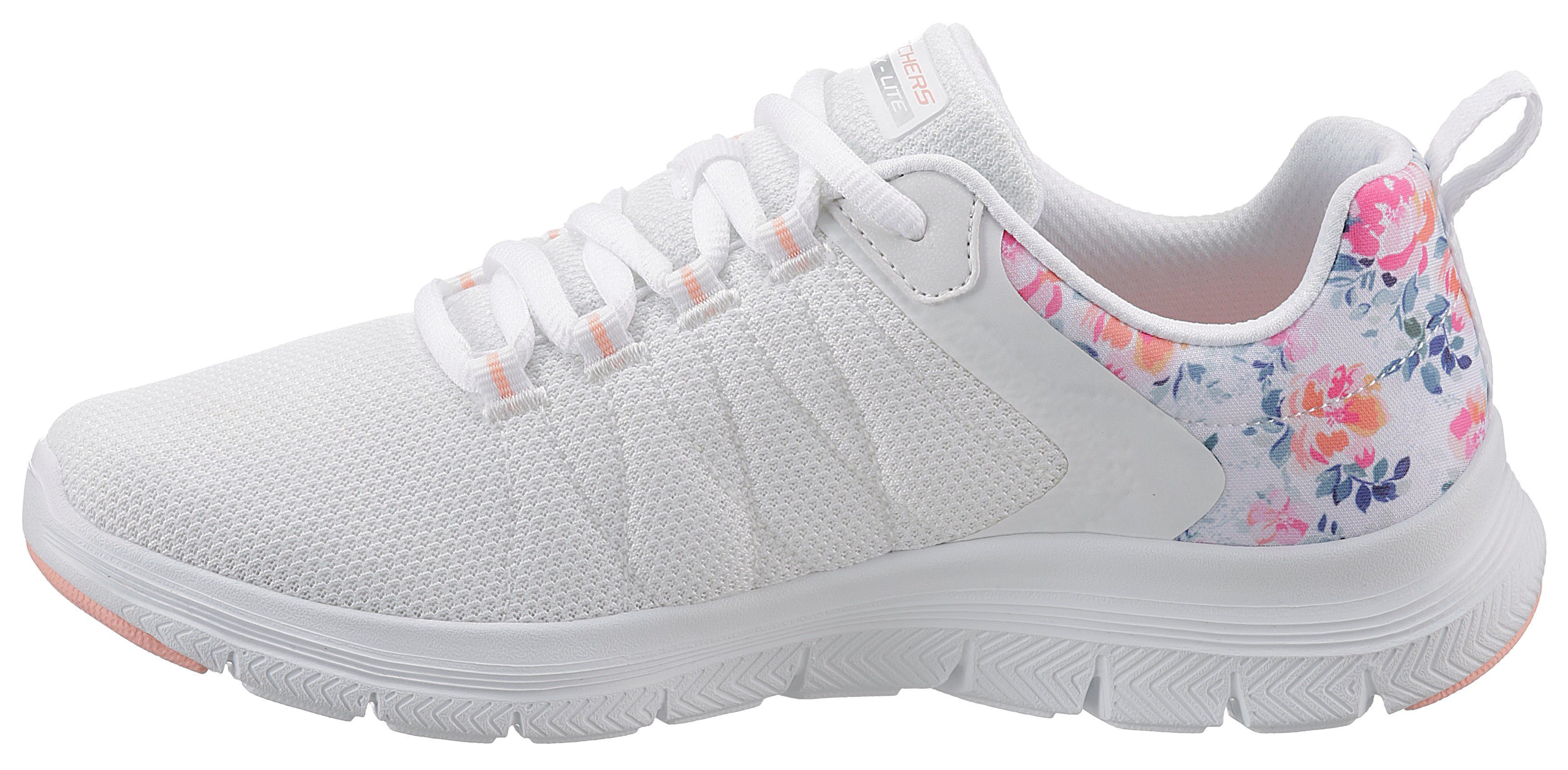 Skechers Sneakers FLEX APPEAL 4.0 LET IT BLOSSOM met bloeiprint op de hiel, vrijetijdsschoen, lage schoen, veterschoen