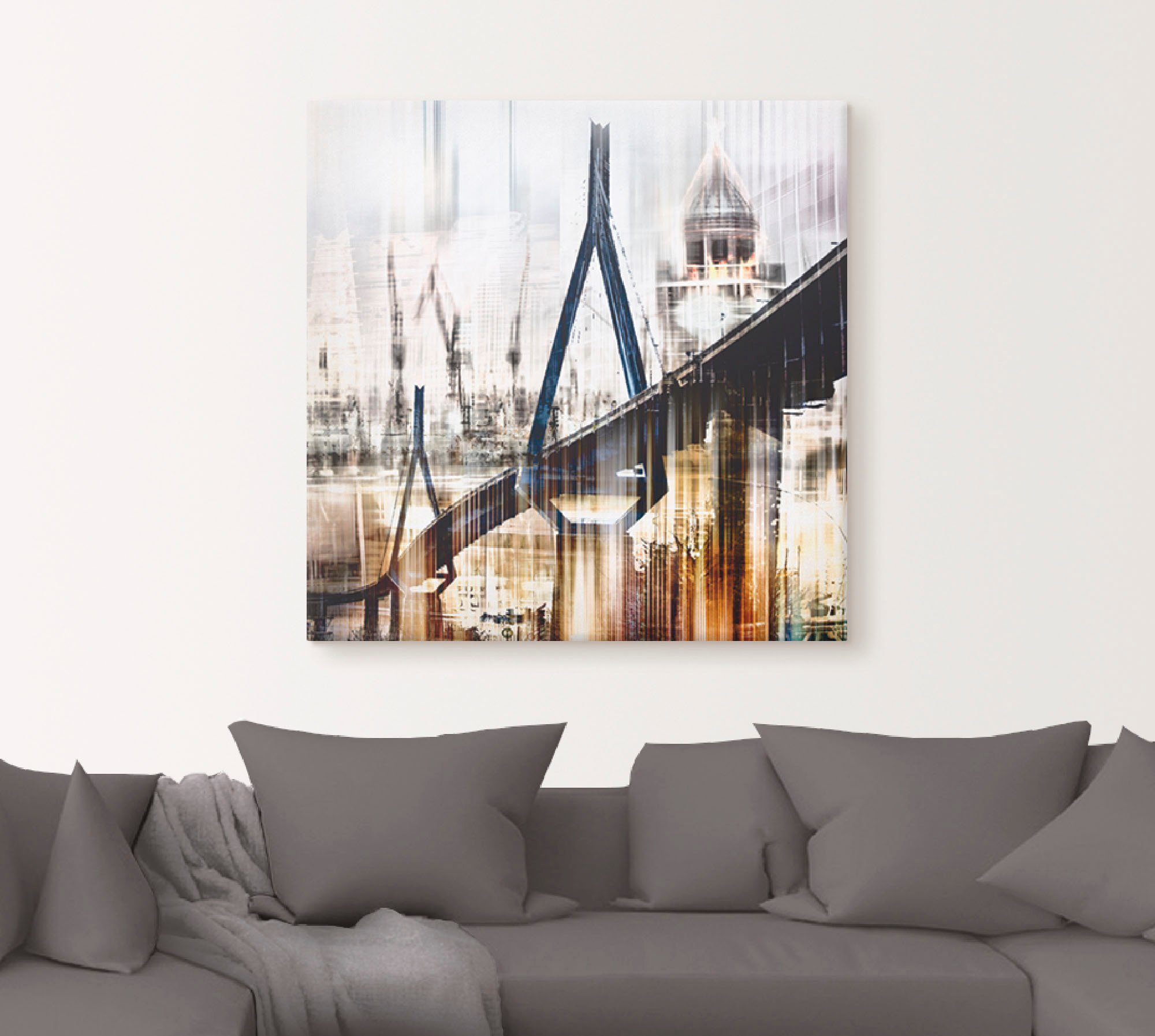Artland Artprint Hamburg Skyline collage III als artprint op linnen, muursticker in verschillende maten
