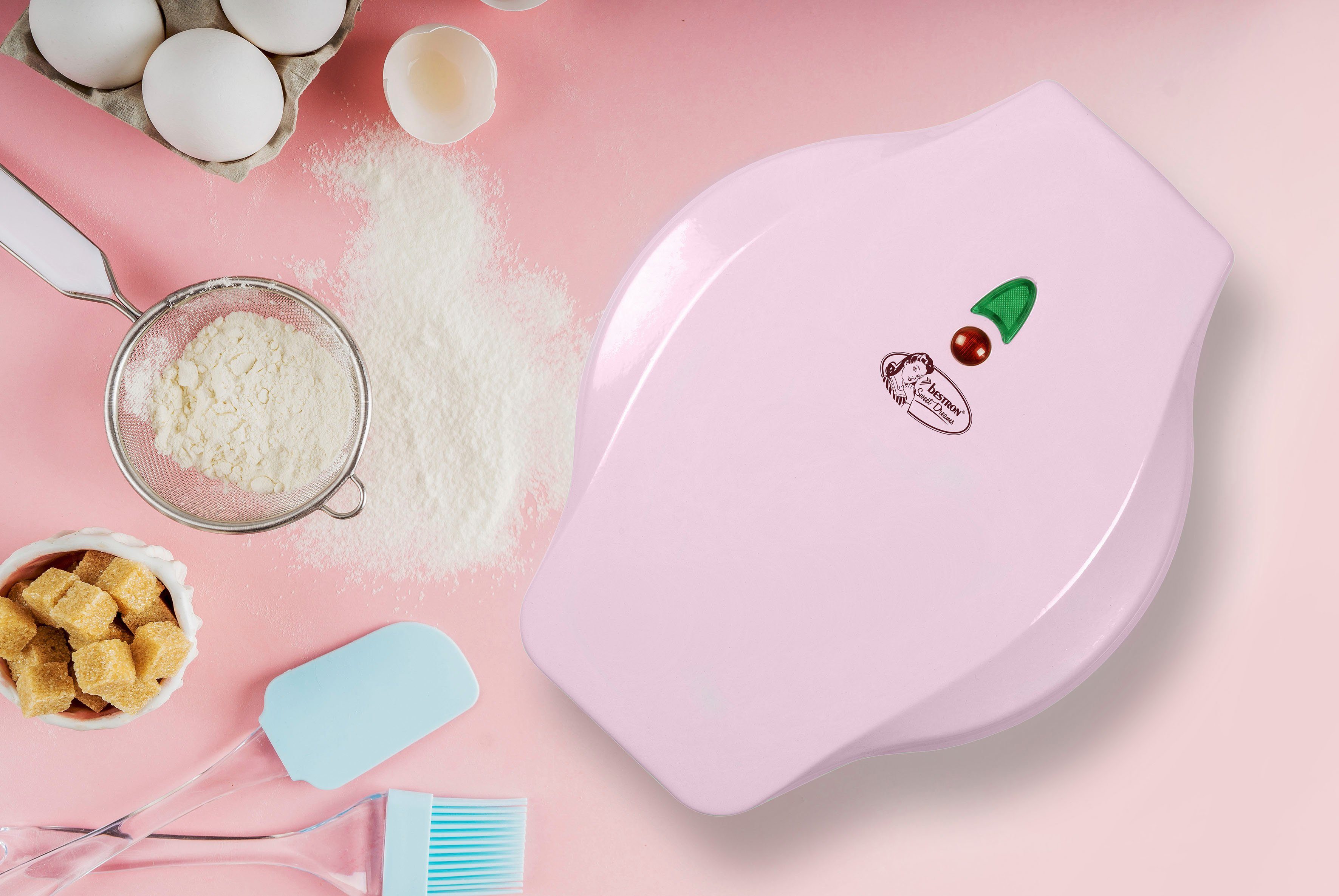 bestron Wafelijzer AAW700 voor mini-wafelkoekjes met achterlamp en antiaanbaklaag