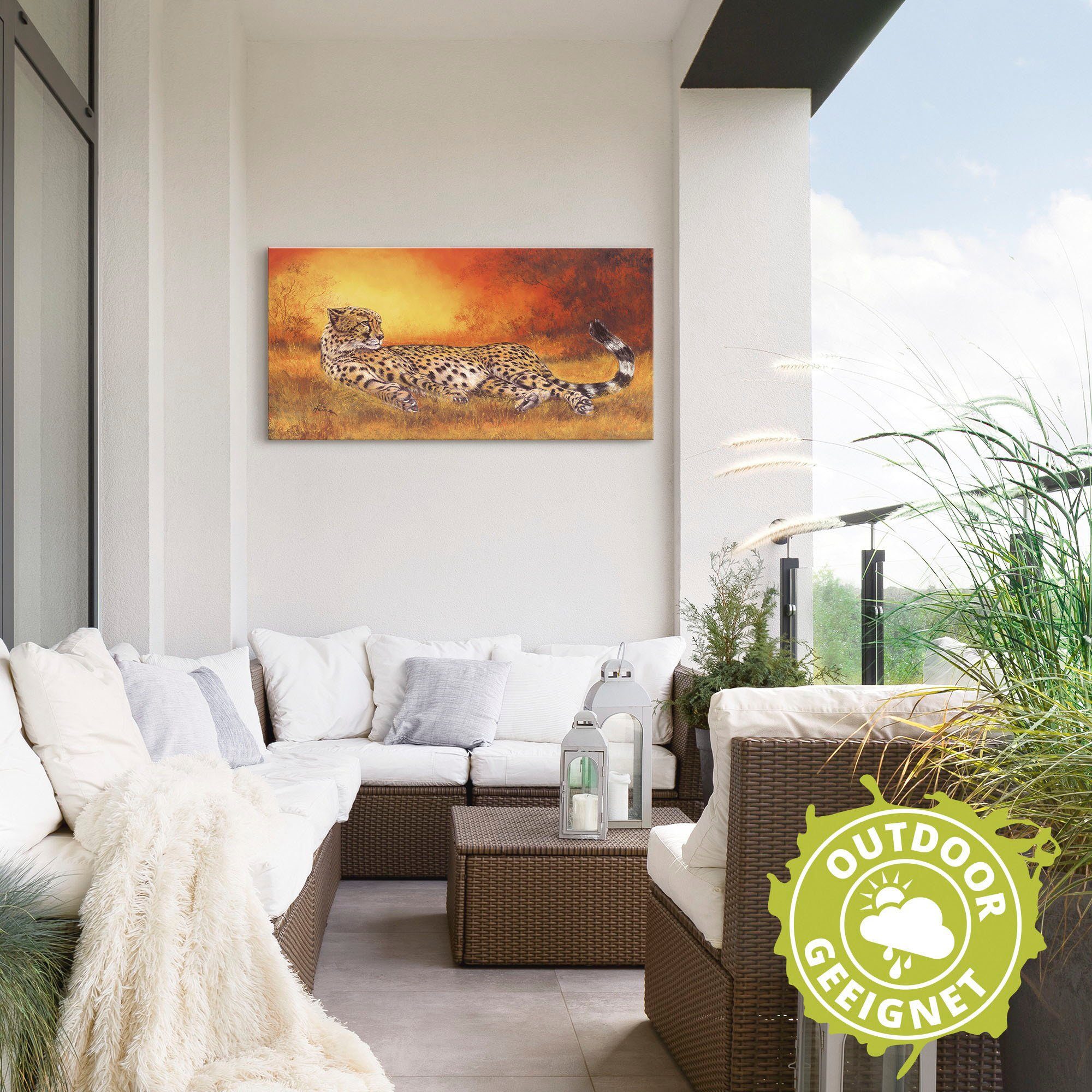 Artland Artprint Jachtluipaard als artprint van aluminium, artprint voor buiten, artprint op linnen, poster, muursticker