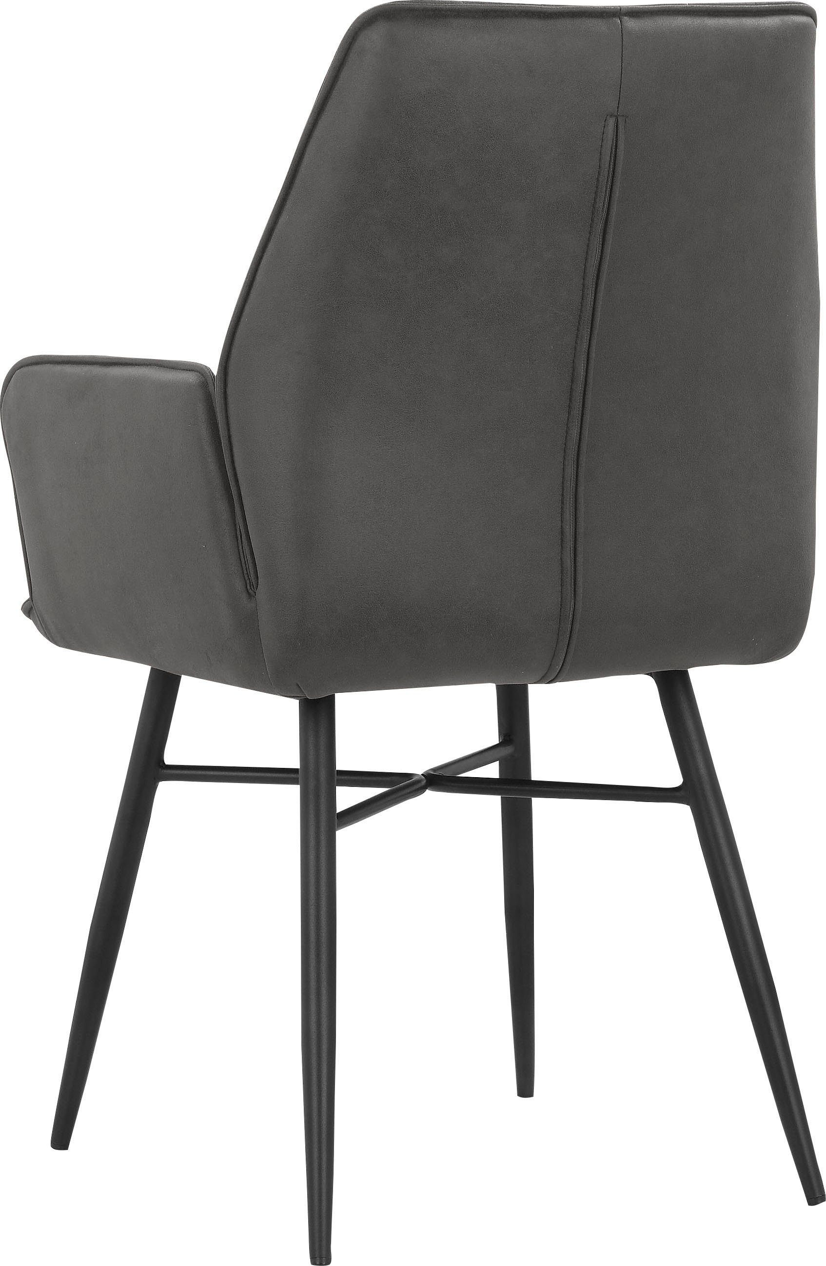 Leonique Eetkamerstoel Hrodwyn Zacht beklede zitting, met horizontale naden op de achterkant, zithoogte 52 cm (2 stuks)