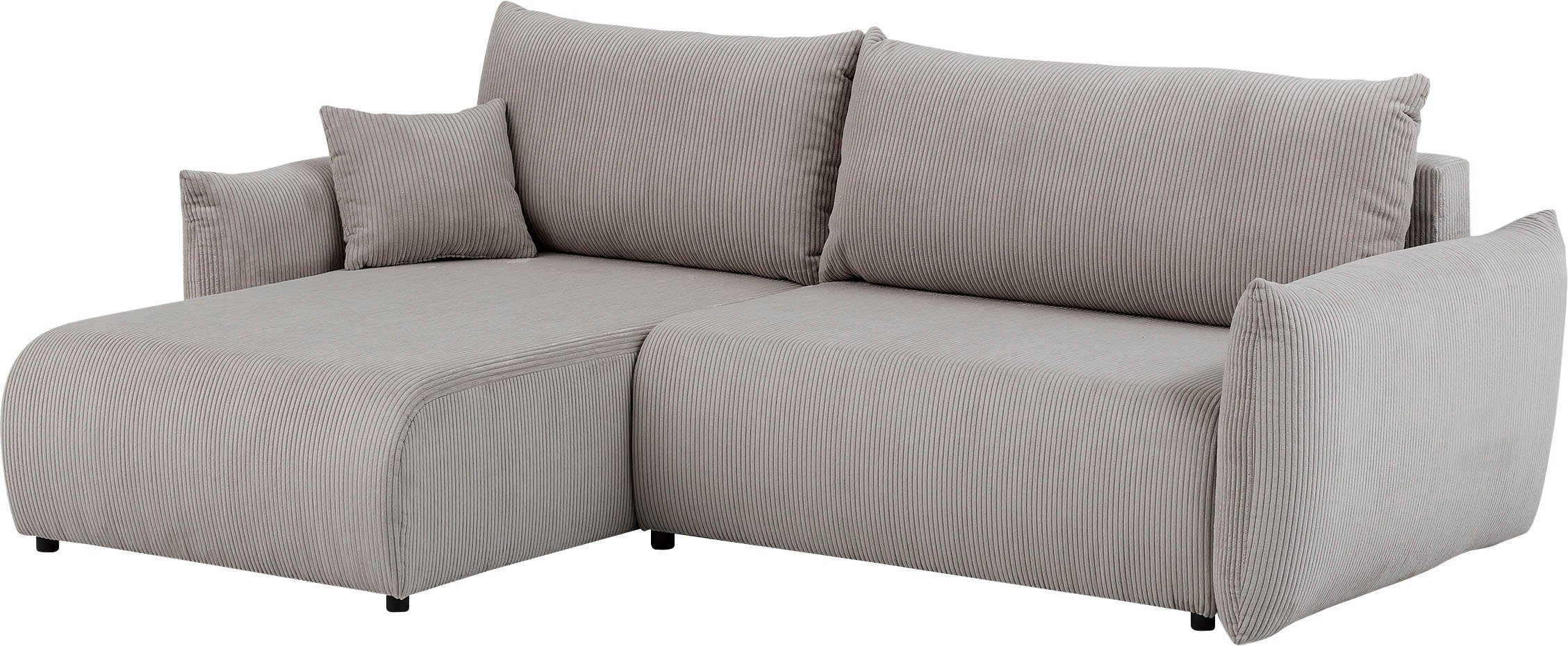 INOSIGN Hoekbank MAVAS bedbank met bedkist, L-model, ca. 257/127 cm (ligoppervlak 212/145 cm), ribfluweel, chenille, structuur