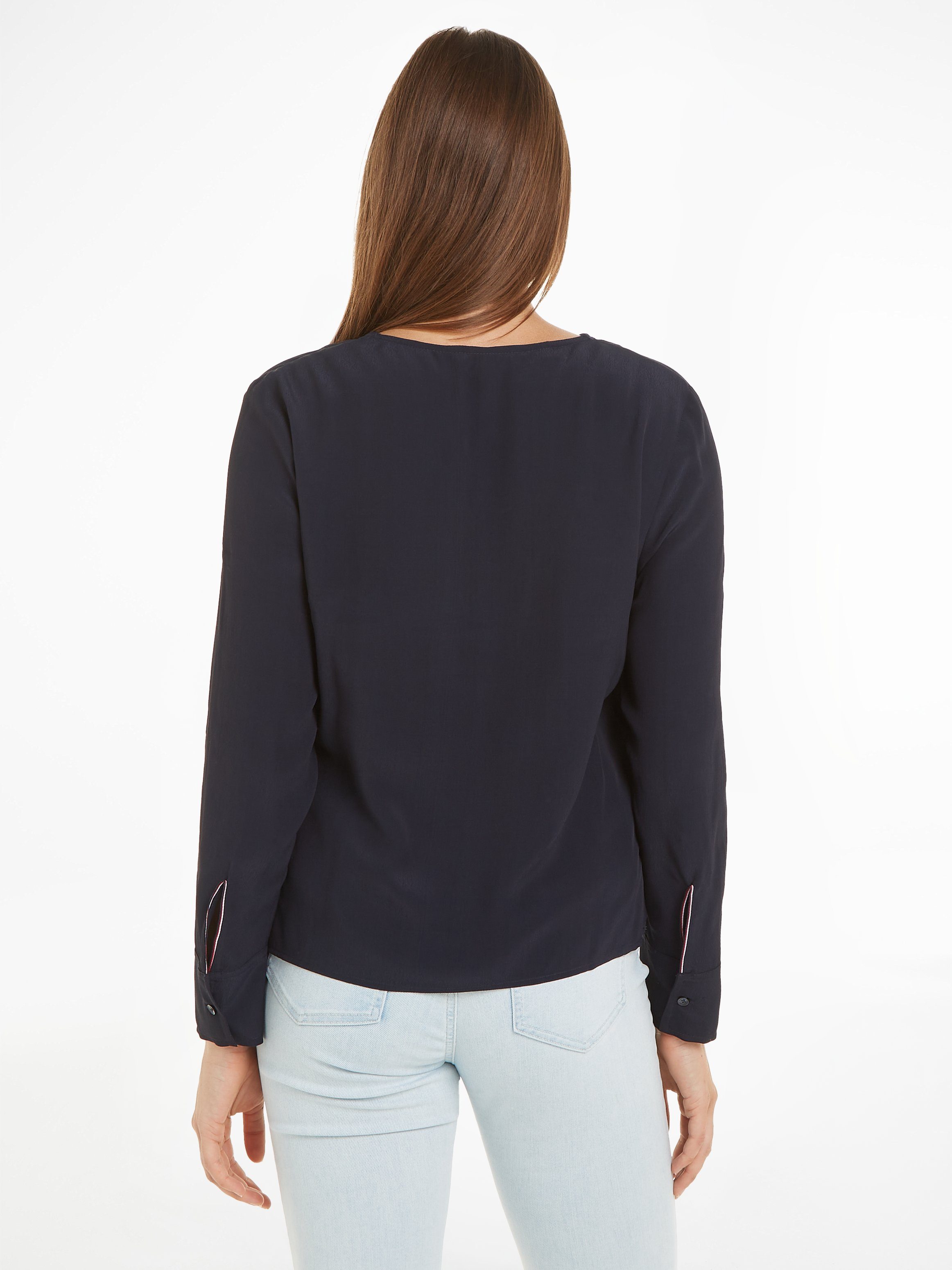 Tommy Hilfiger Blouse met lange mouwen VISCOSE CREPE V-NECK BLOUSE