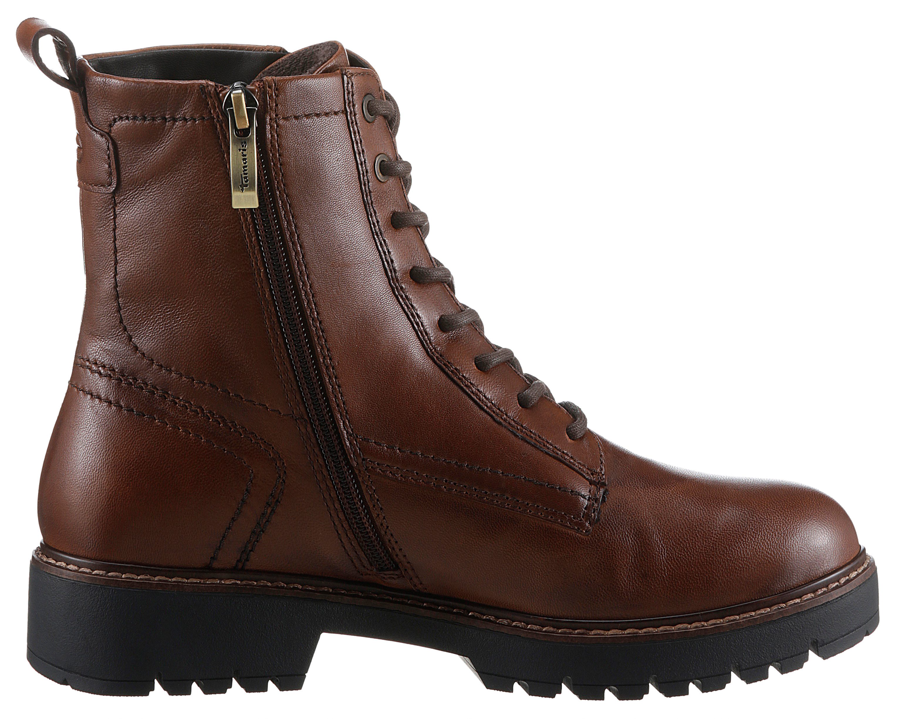 Tamaris Veterschoenen blokhak, veterschoen, combat-boots met contrast-raamnaad