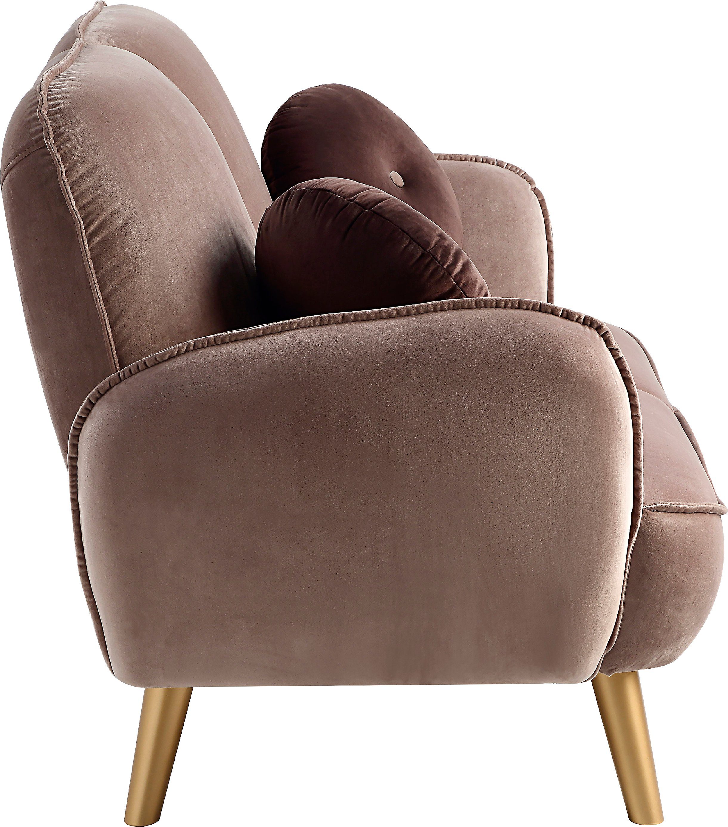 ATLANTIC home collection 2-zitsbank Ben met nosagvering, incl. 2 sierkussens, goudkleurige massief houten poten