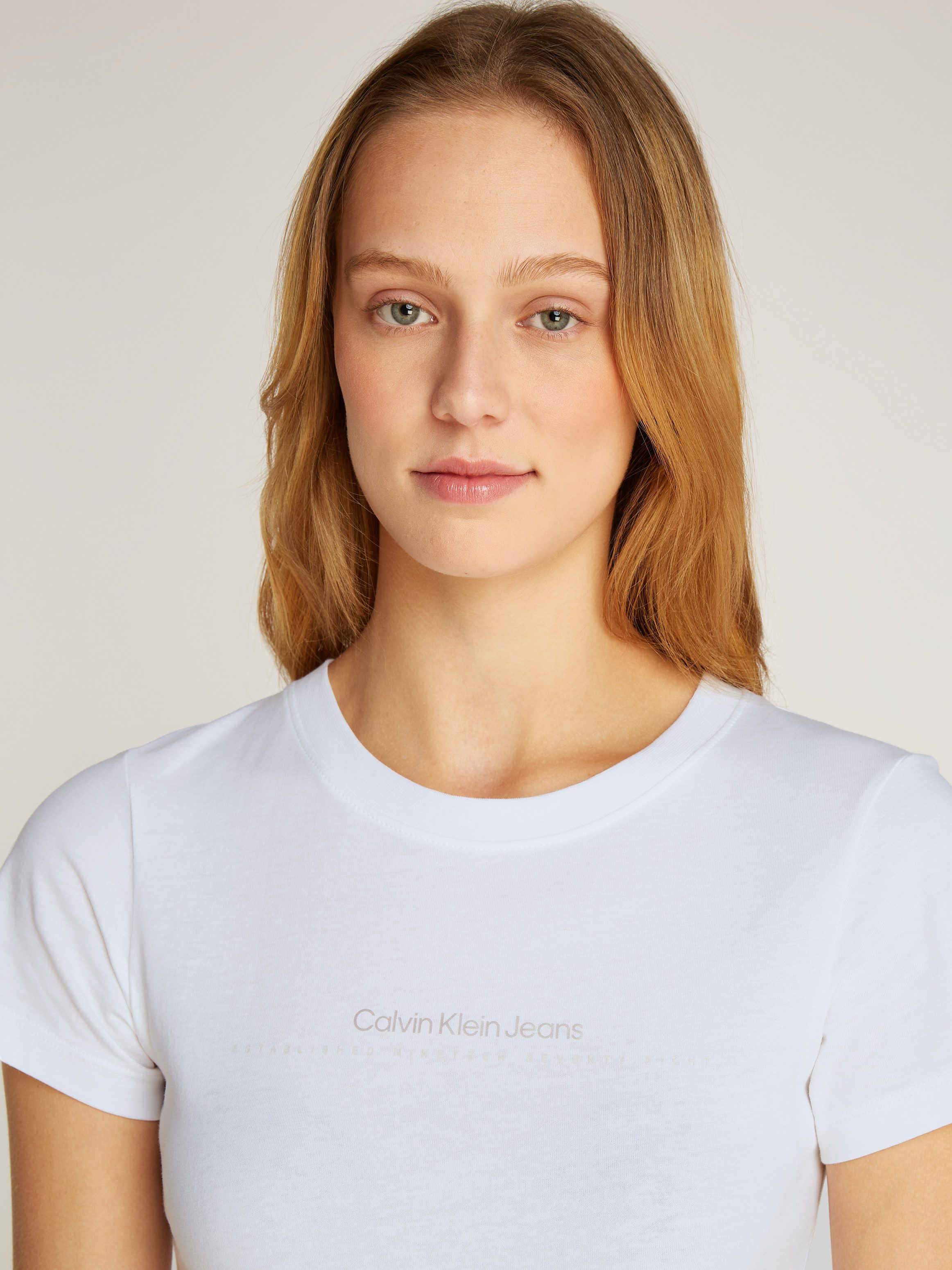 Calvin Klein Shirt met ronde hals INSTITUTIONAL GRAPHIC SLIM TEE
