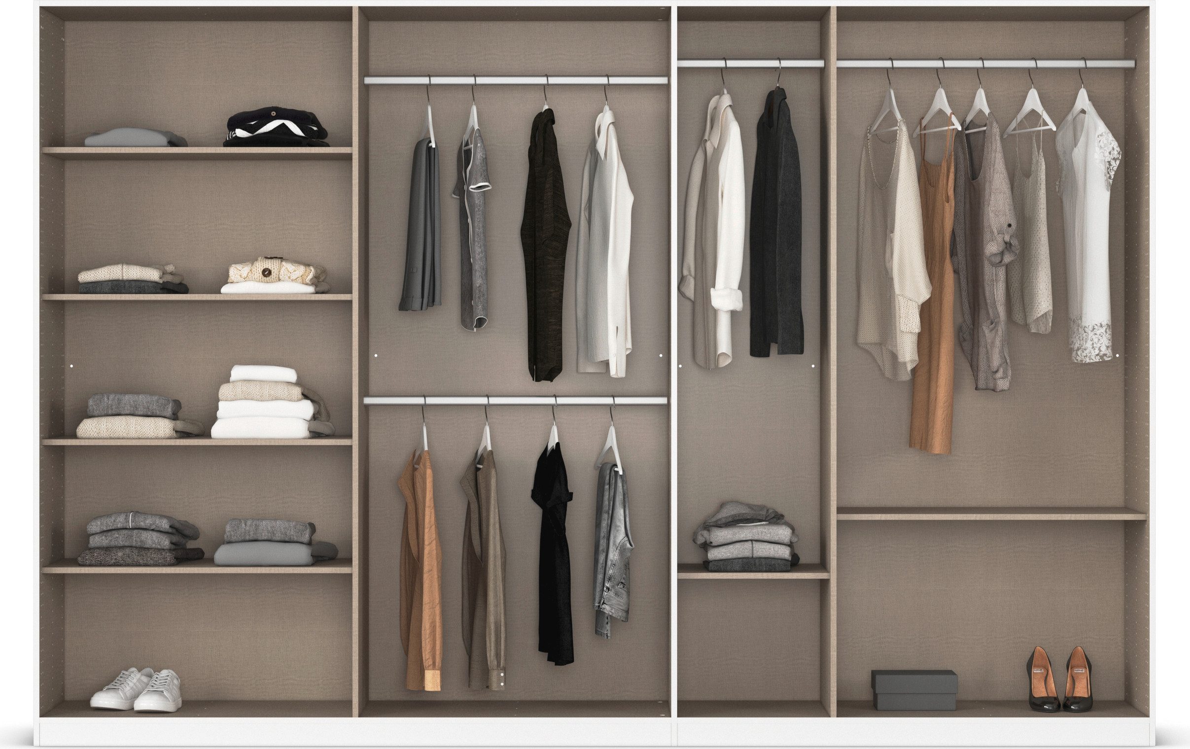 rauch Draaideurkast Kledingkast kast garderobe AGORDO met decor- of hoogglansfront doordachte binnenuitrusting, in 6 breedtes en 2 hoogtes made in germany