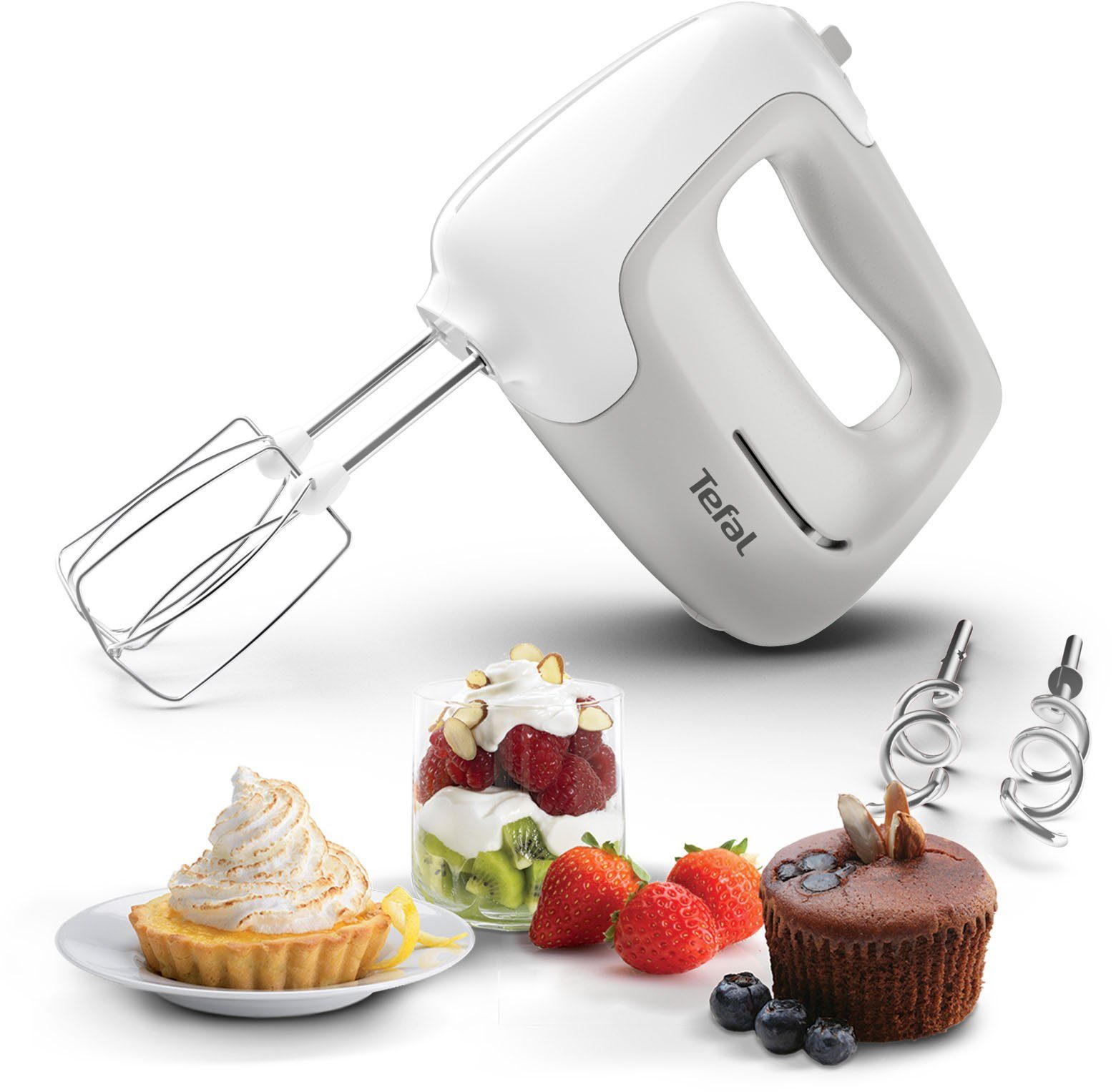 Tefal Handmixer Prep'Mix 5 snelheden, 2 gardes + 2 deeghaken van roestvrij staal, ht450b