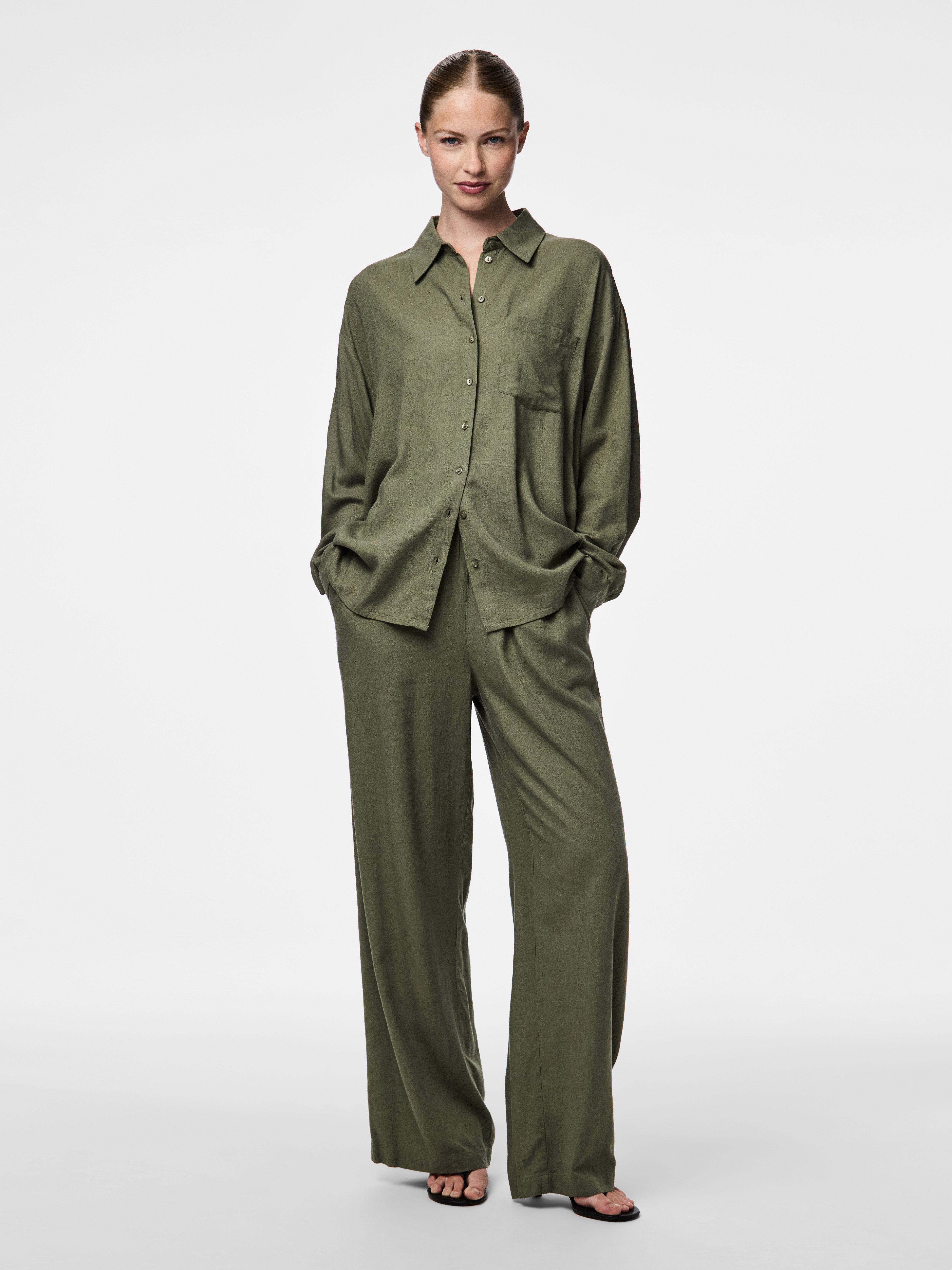 pieces Comfortbroek PCPIA HW WIDE PANTS WVN NOOS