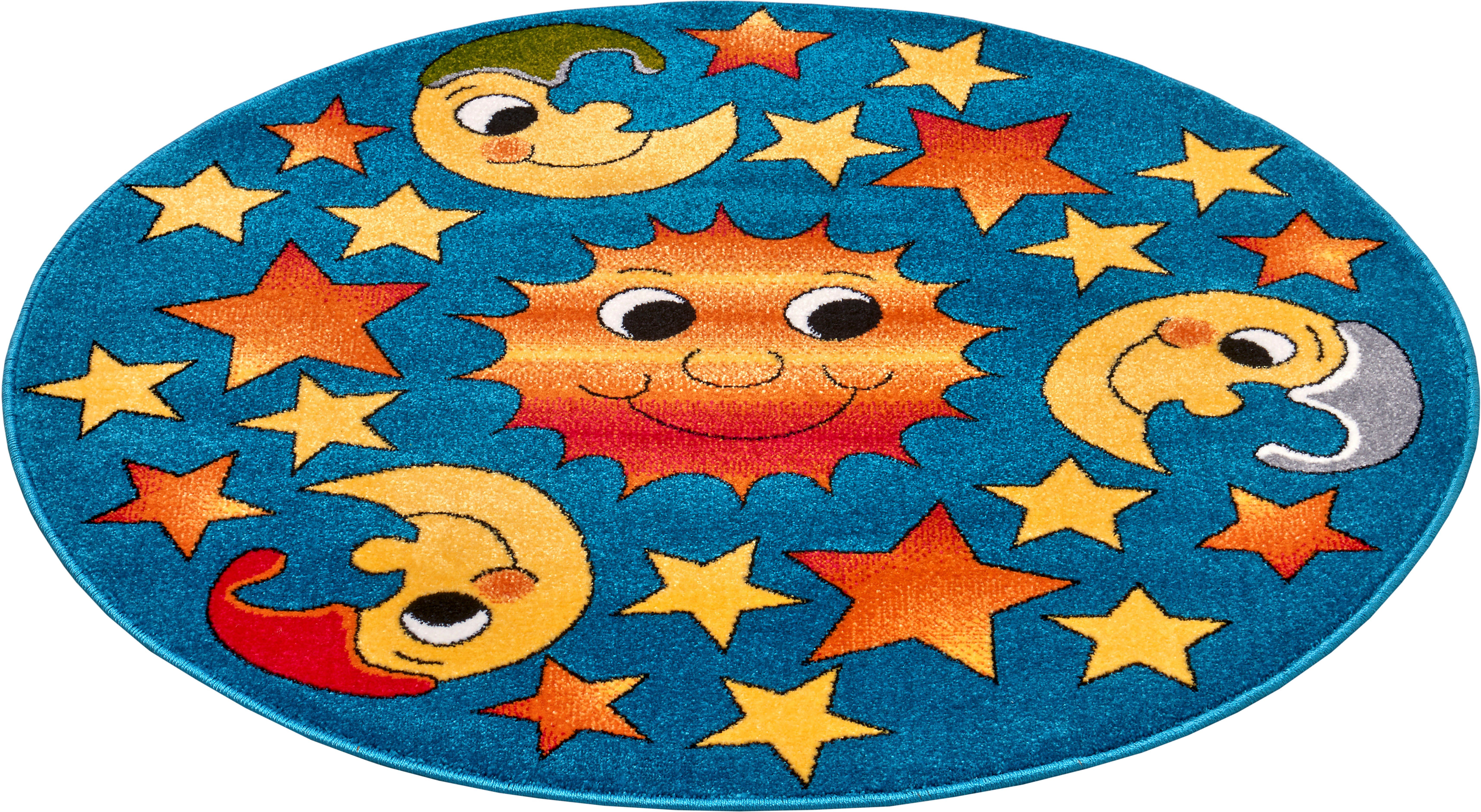 Rond kindervloerkleed maan & sterren - multi 80 cm rond