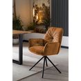 salesfever kuipstoel eetkamerstoel 360° draaiende functie, draaistoel, stoel met armleuningen (set, 1 stuk) goud