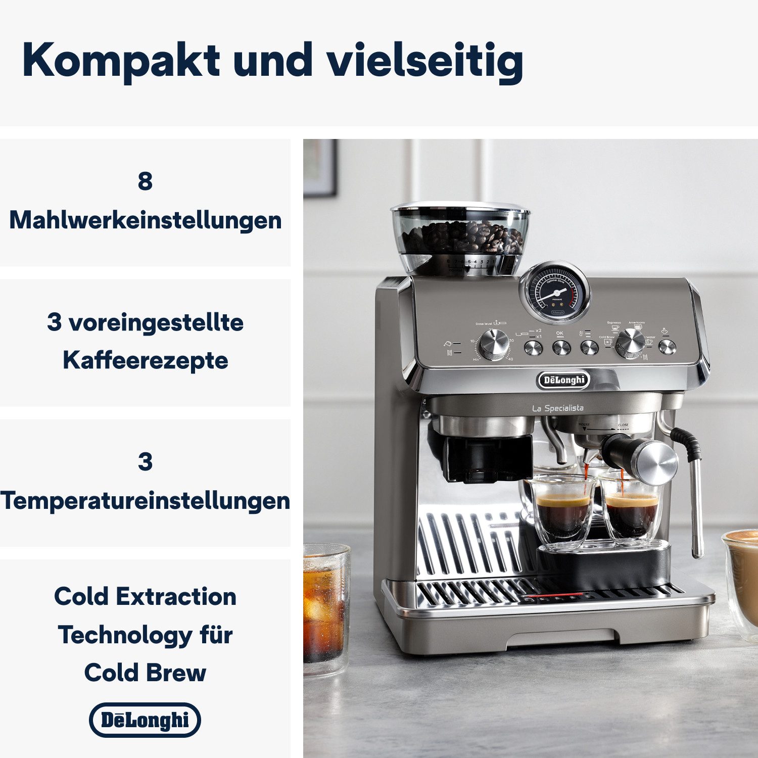 De'Longhi Espressomachine LA SPECIALISTA ARTE EVO COLD BREW 8004399027190, 8 maalgraden, 3 temperatuurinstellingen & cold brew incl. barista kit