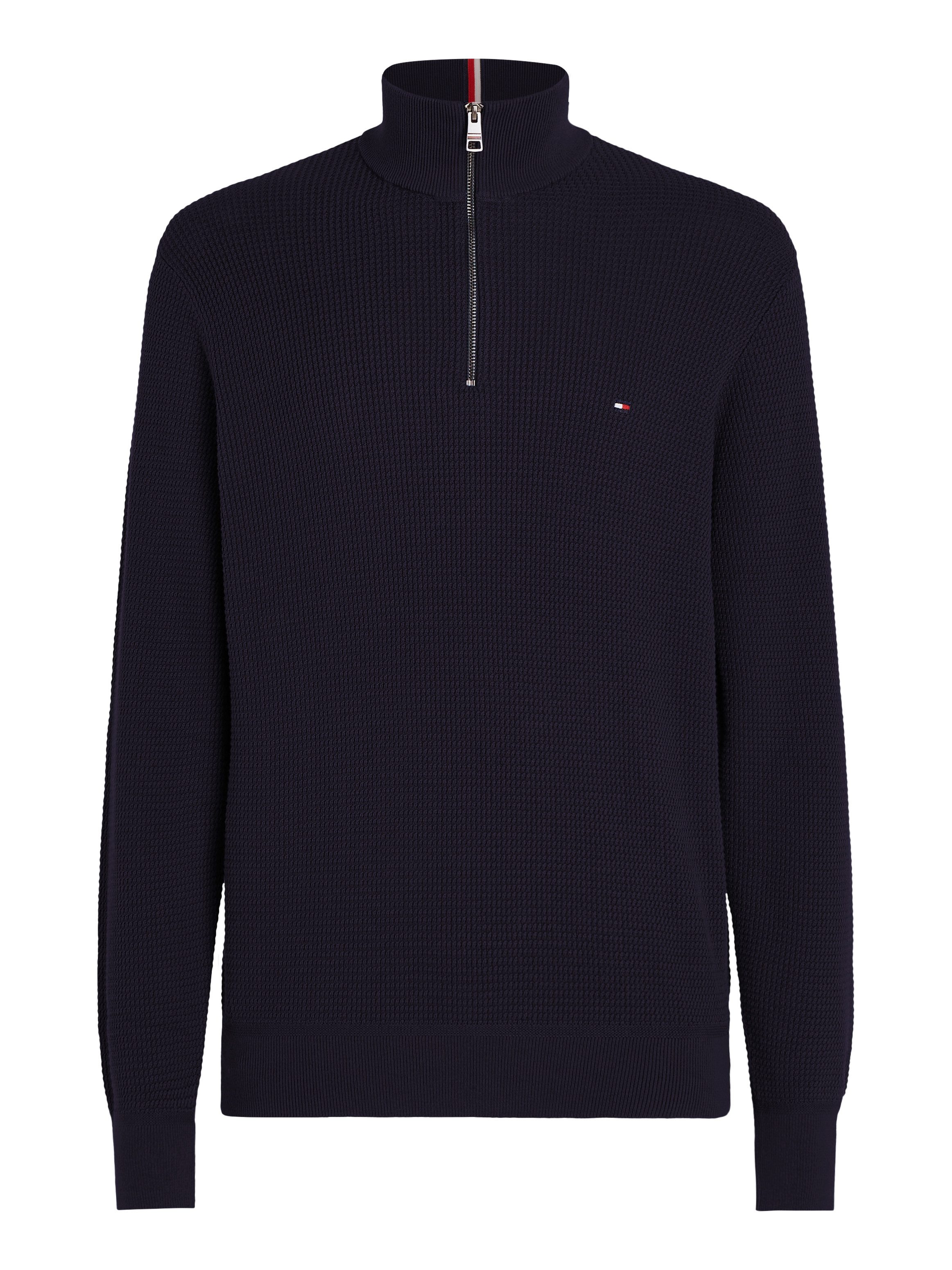 Tommy Hilfiger Gebreide trui REFINED STRUCTURE ZIP MOCK
