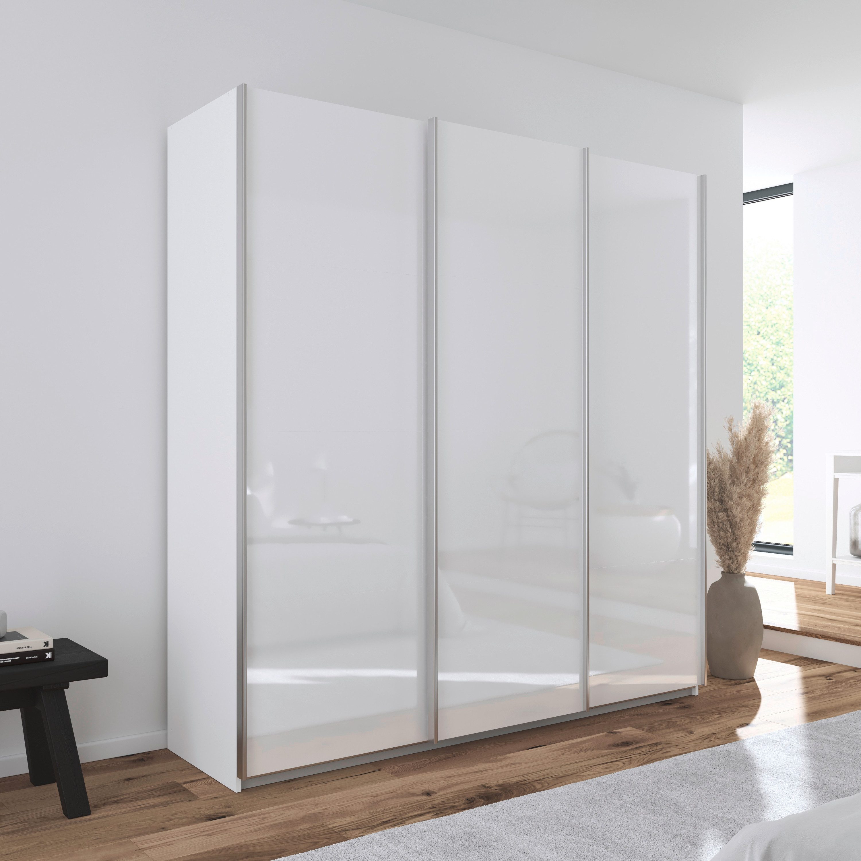 rauch Schuifdeurkast Kledingkast kast garderobe AGORDO met decor- of hoogglansfront doordachte binnenuitrusting, in 4 breedtes en 2 hoogtes made in germany