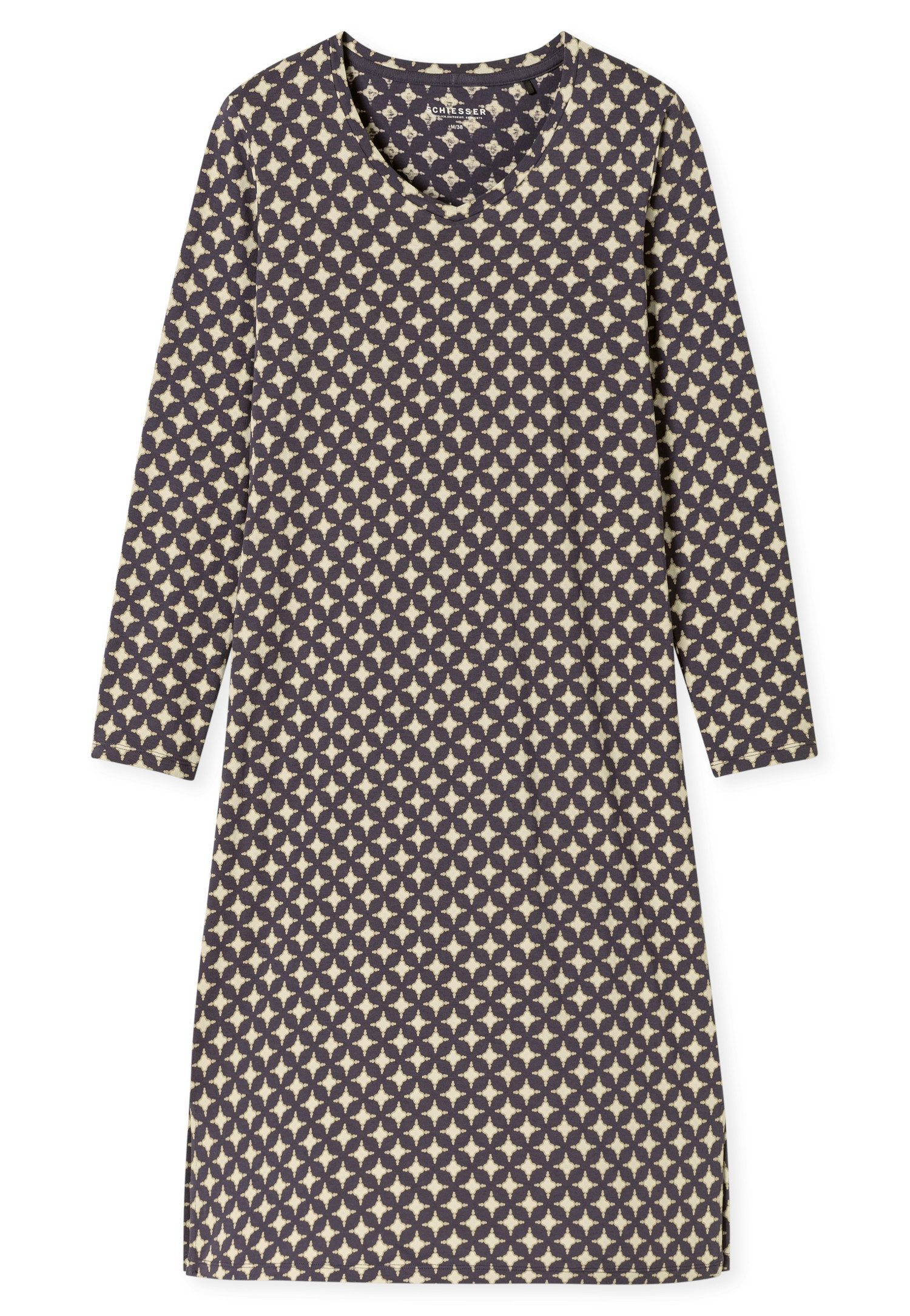Schiesser Nachthemd Comfort Essentials Katoen, lichte V-hals, lange mouwen