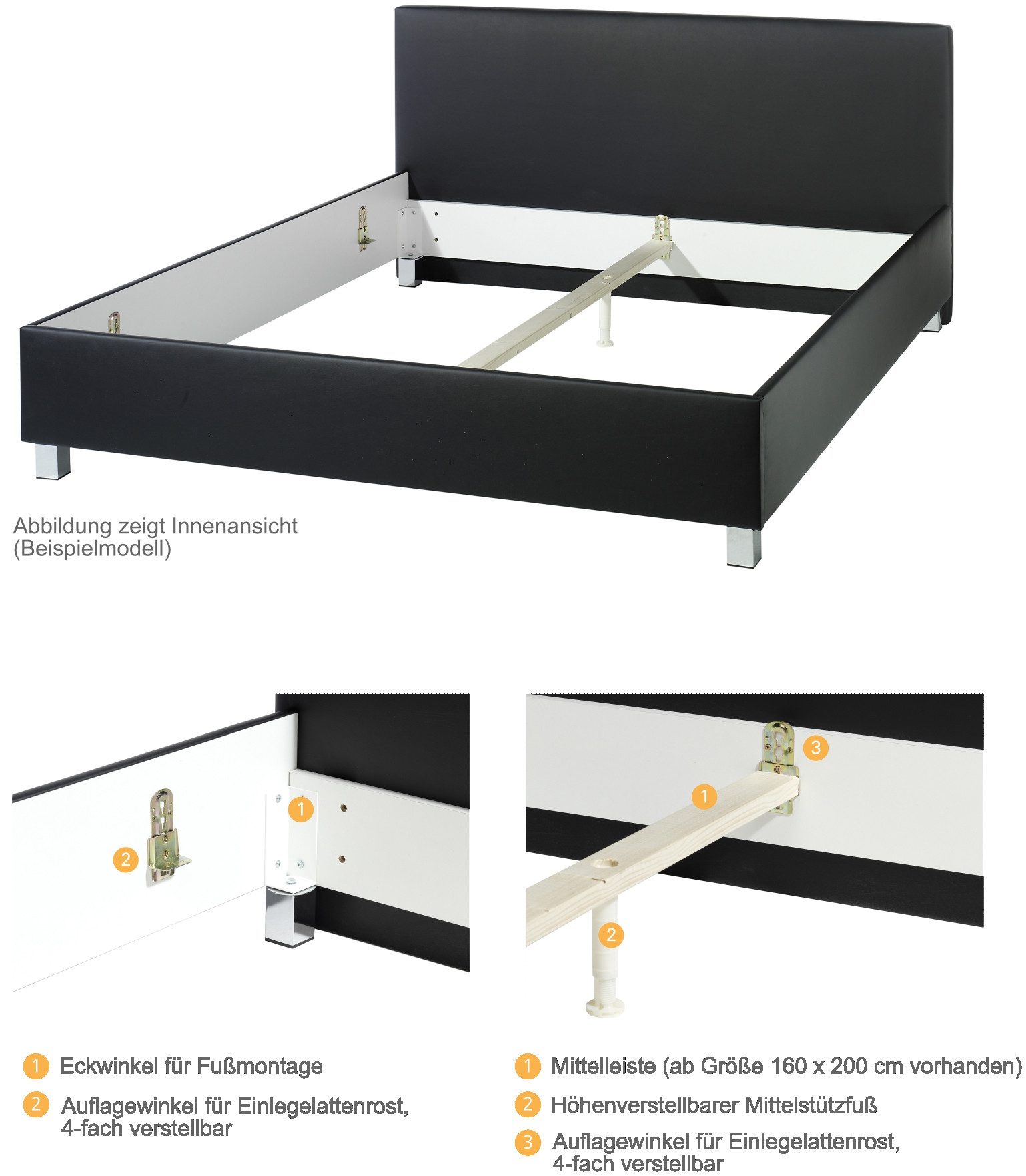 Maintal Gestoffeerd bed Derryville Zijkanten van het bed zelf te monteren, zonder bedkist