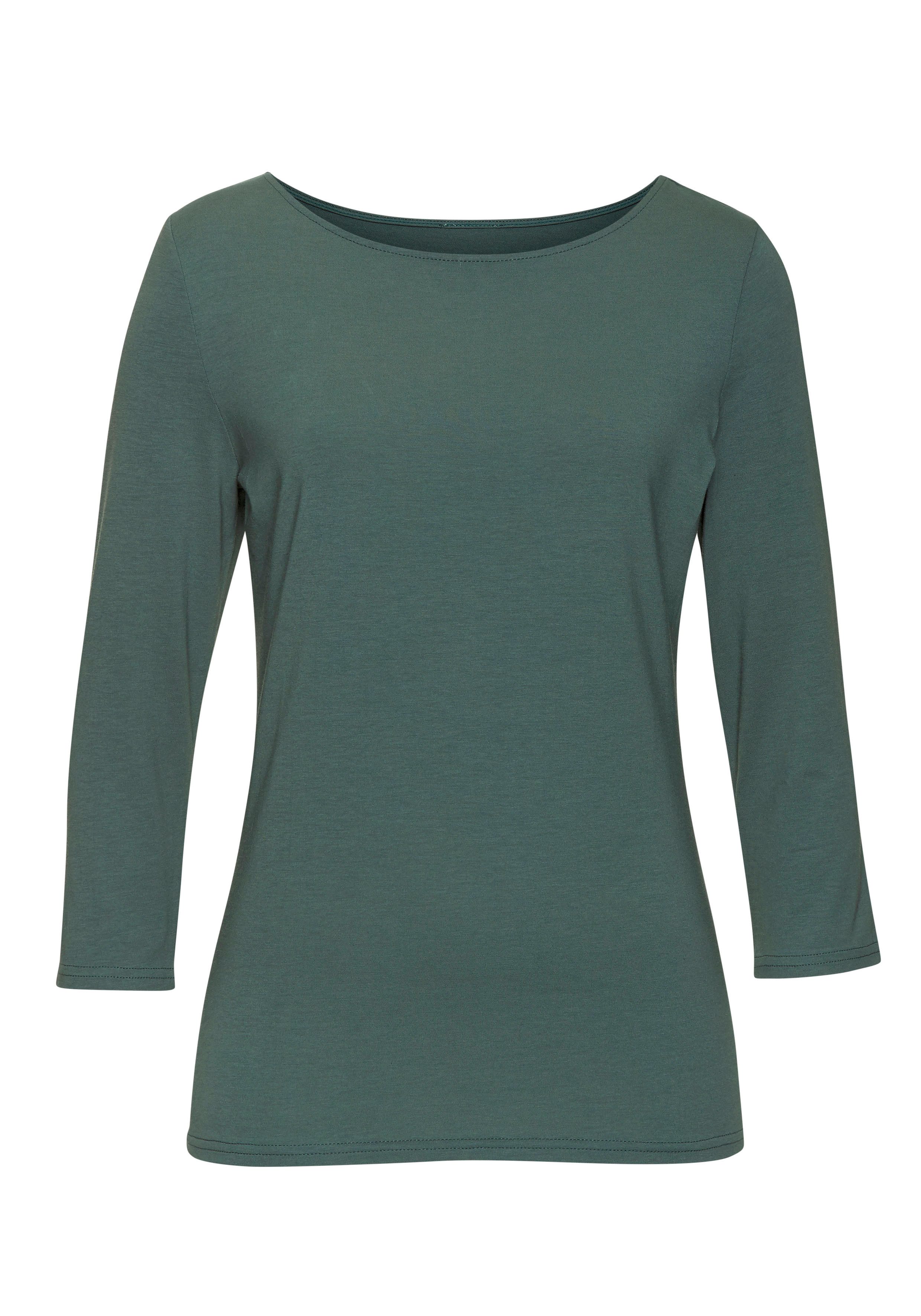 Lascana Shirt met 3/4 mouwen van elastische katoen-modal kwaliteit (Set van 2)
