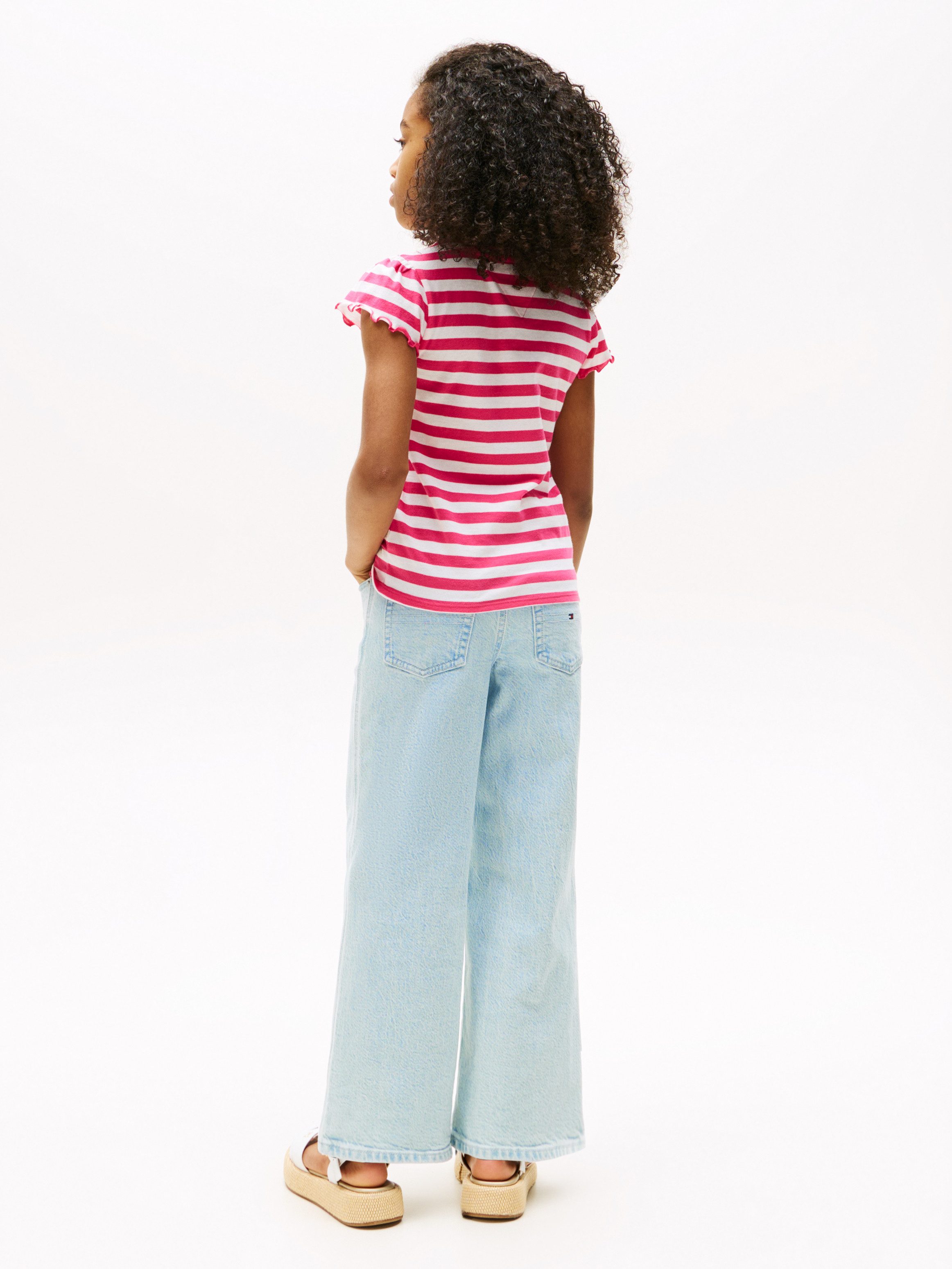 Tommy Hilfiger T-shirt ESSENTIAL STRIPE RUFFLE TOP SS voor kinderen tot 16 jaar, met golvende rand