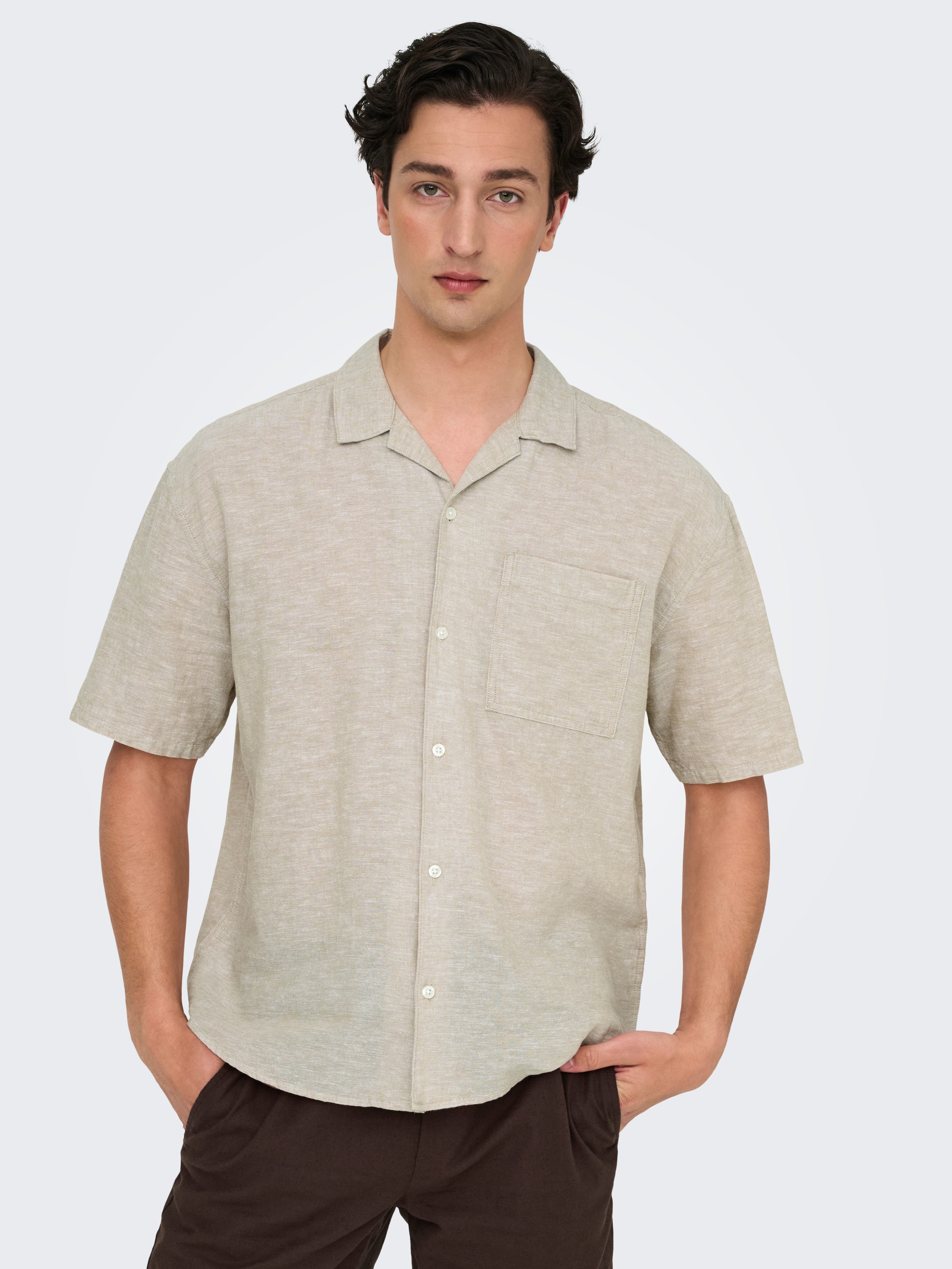 ONLY & SONS Overhemd met korte mouwen ONSCAIDEN LIFE RELAX SS RESORT 1PKT SHIR