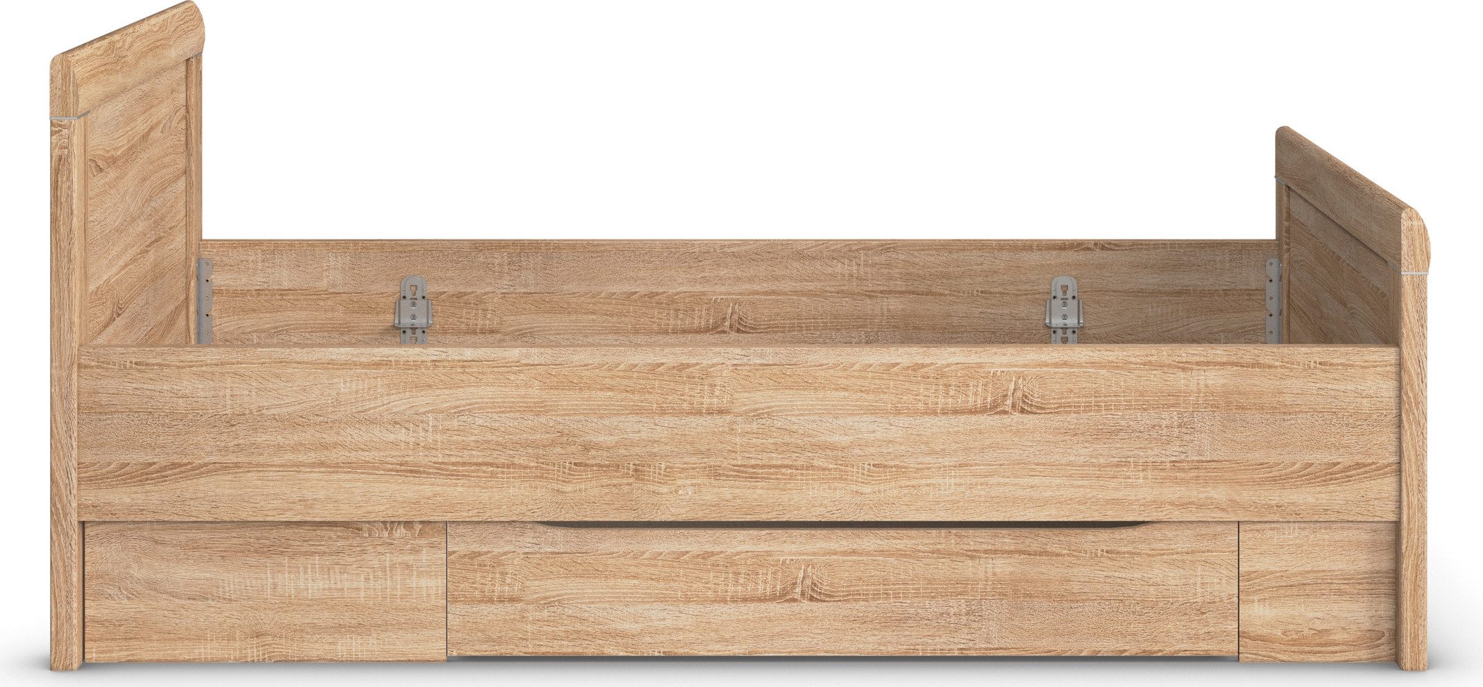 rauch Ledikant met bergruimte Bed Eenpersoons Stollenbed Bedkasten EVELYN in comfortabele hoogte met houten hoofdeinde en lades made in germany