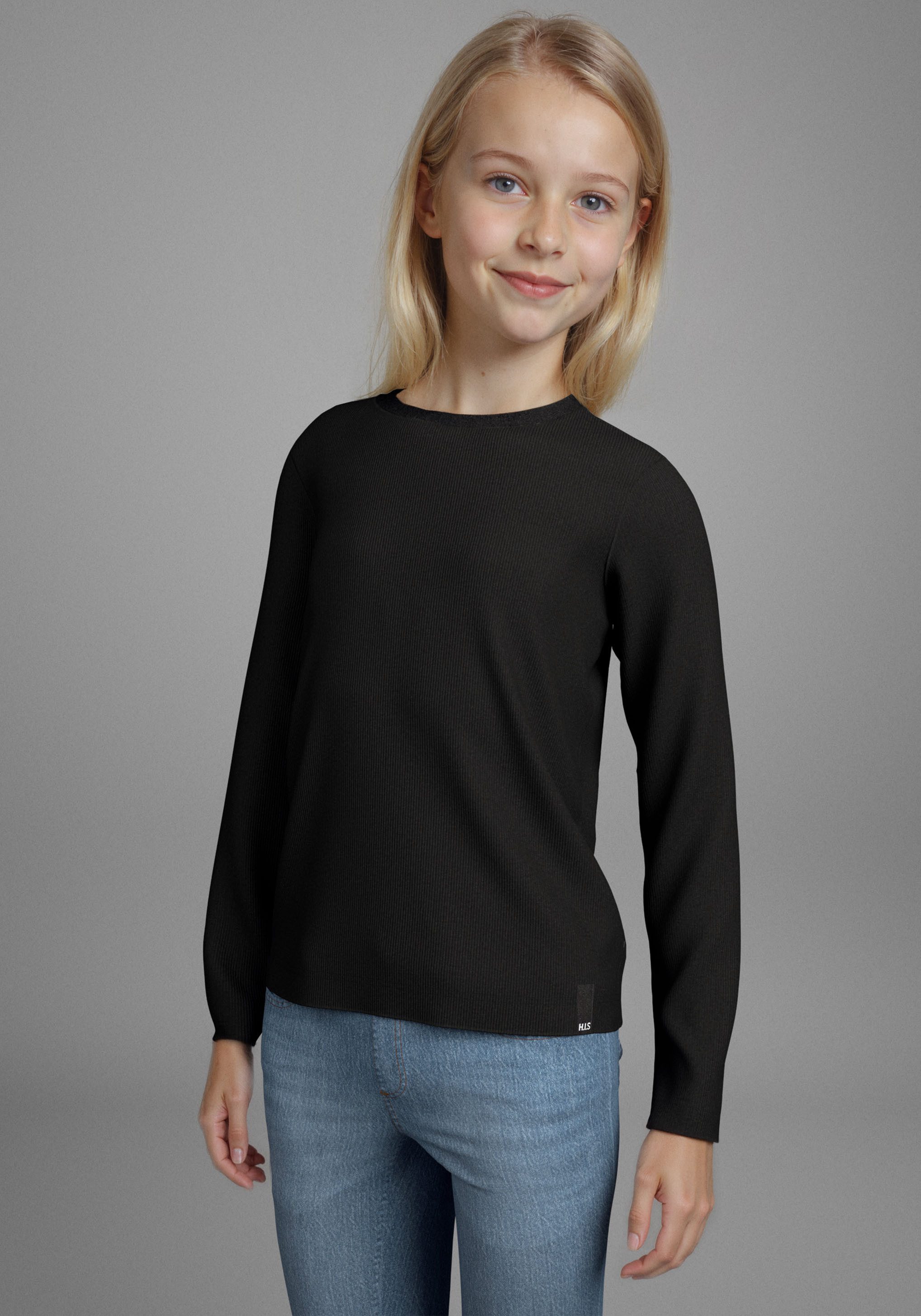 H.I.S Shirt met lange mouwen 2-pack shirts van ribstof (2-delig)