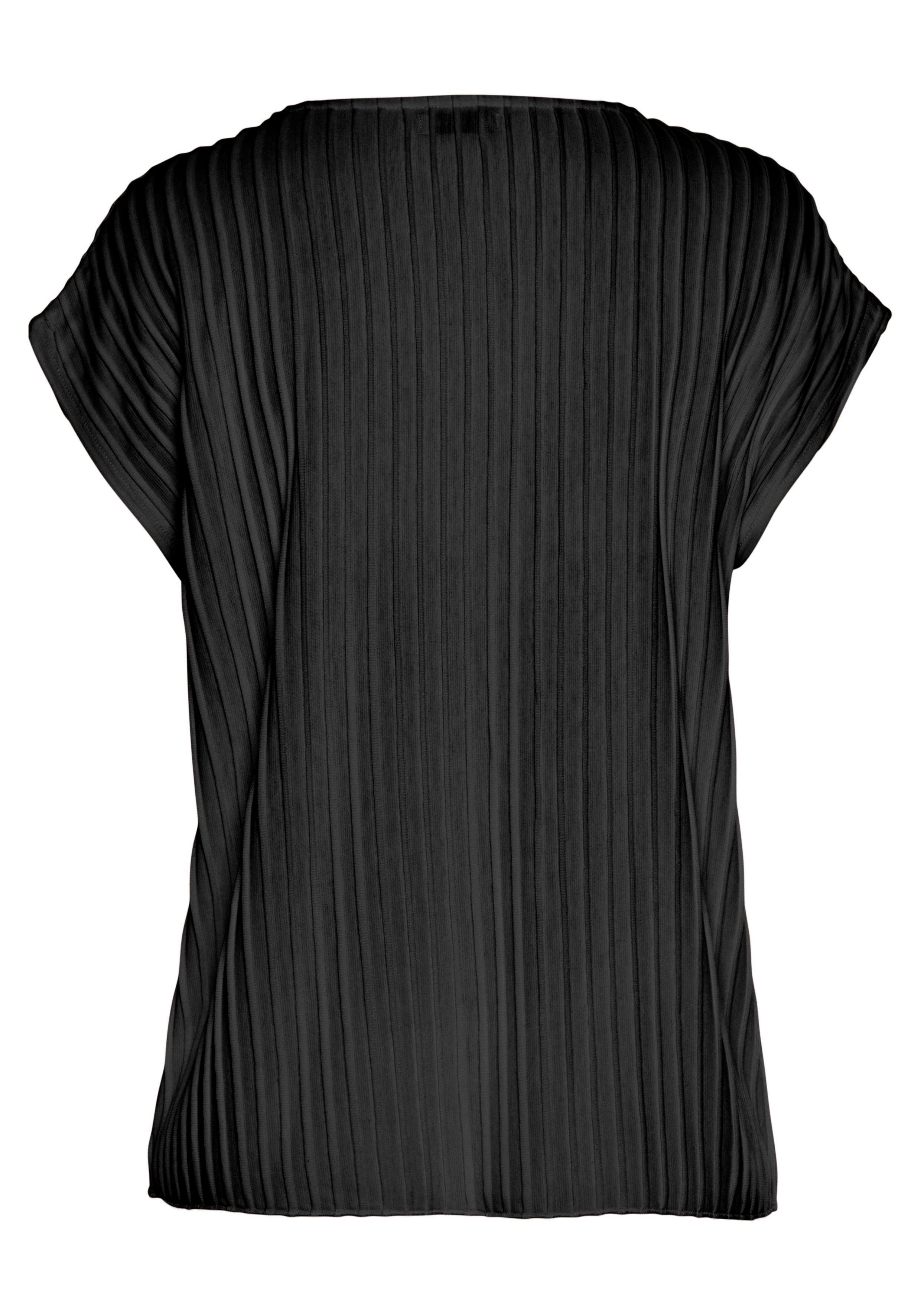 Lascana Shirt met korte mouwen met biezen t-shirt gestreept shirt moderne gestructureerde stof