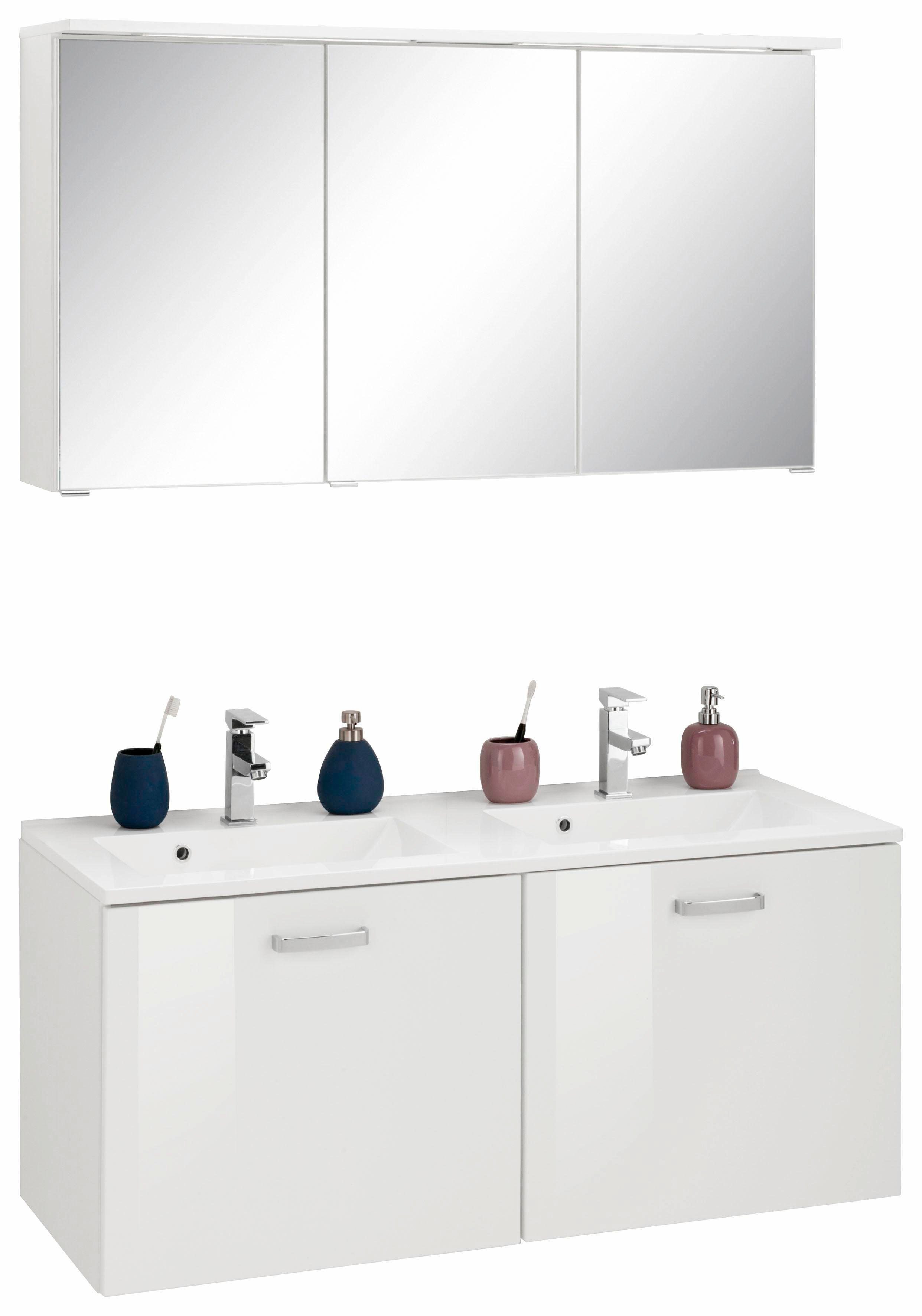 welltime Badkamerserie Ravenna Dubbele wasbak, breedte 120 cm (2-delig)