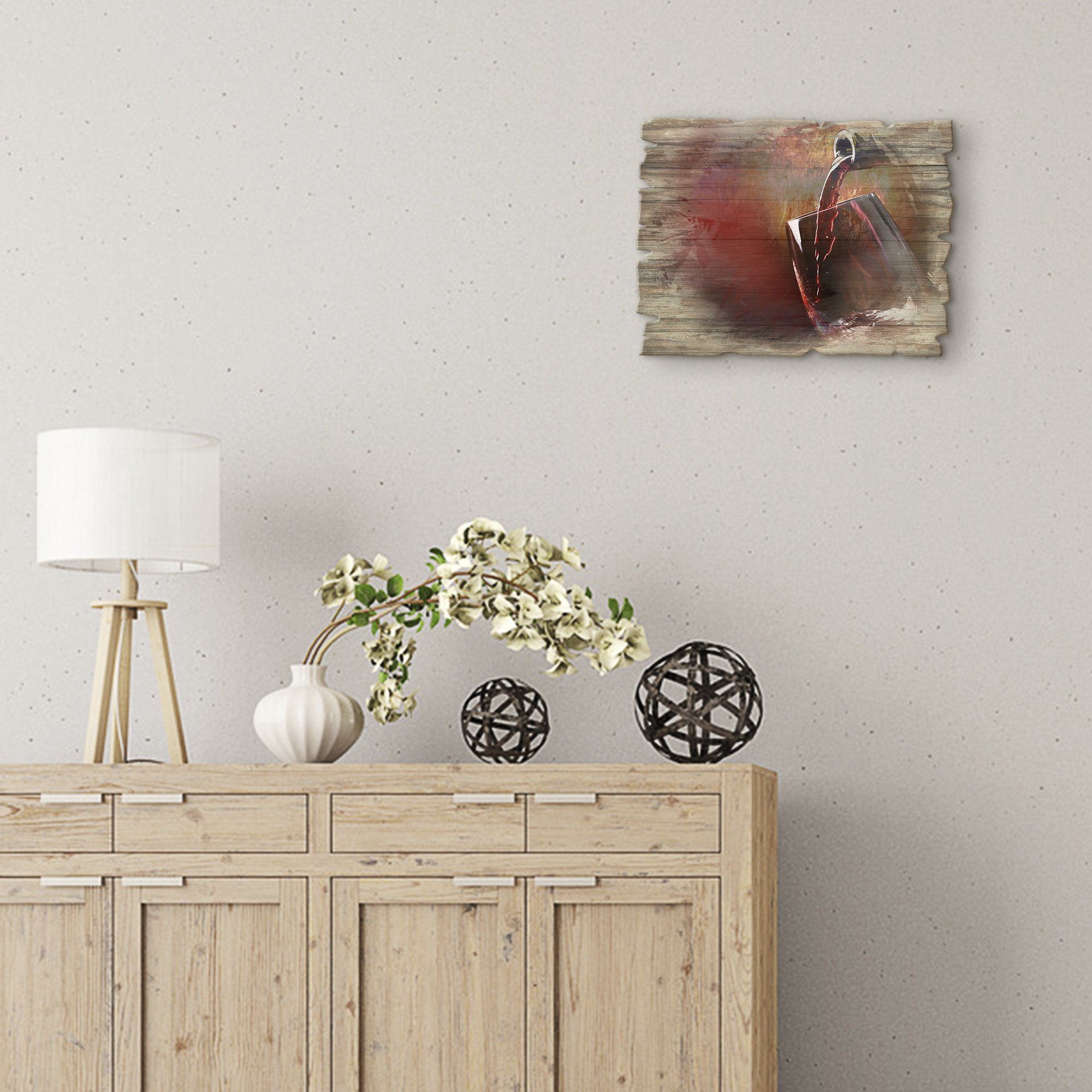 Artland Artprint op hout Wijn - rode wijn