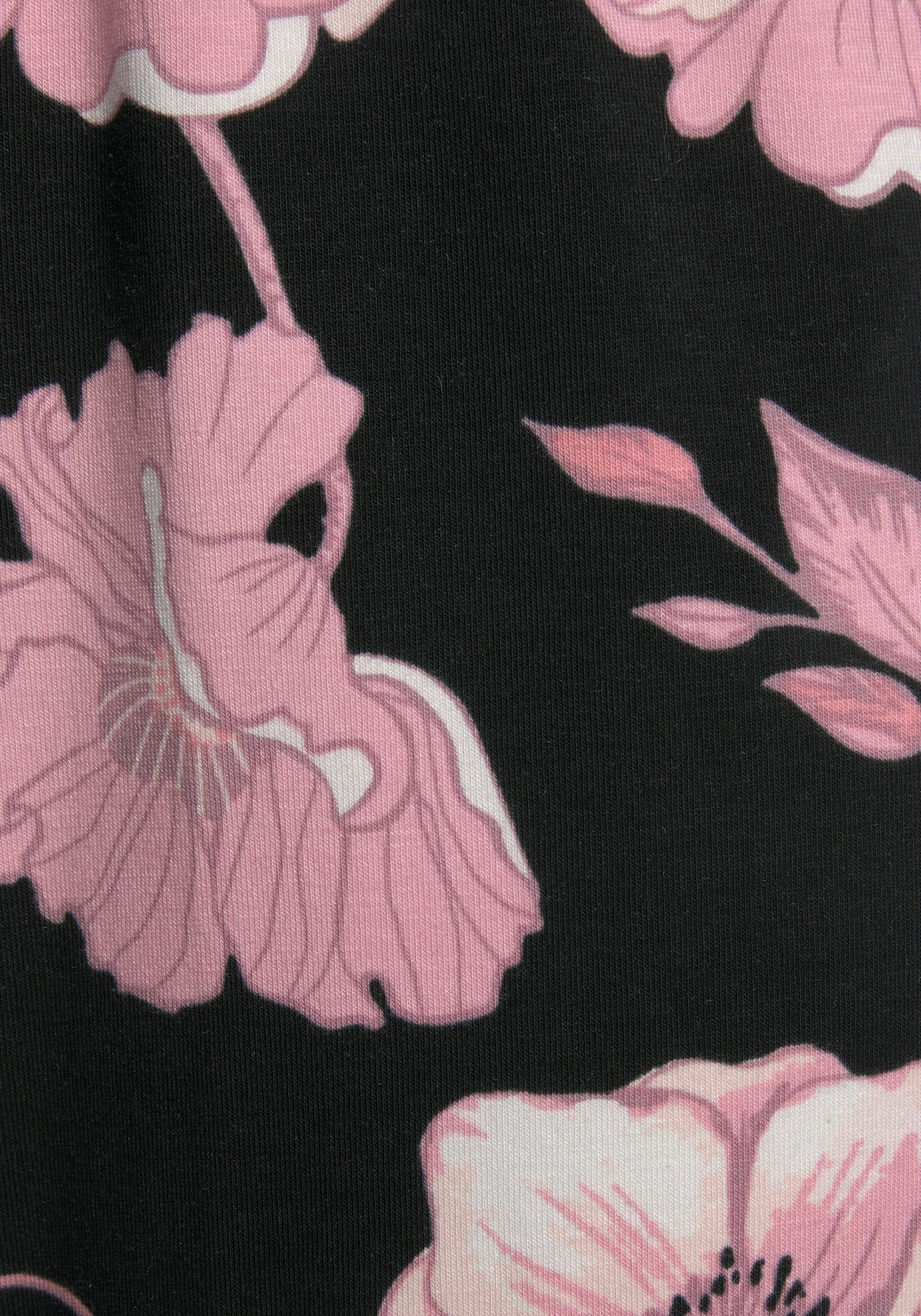 Lascana Pyjama met bloemmotief en kanten details (2-delig, 1 stuk)