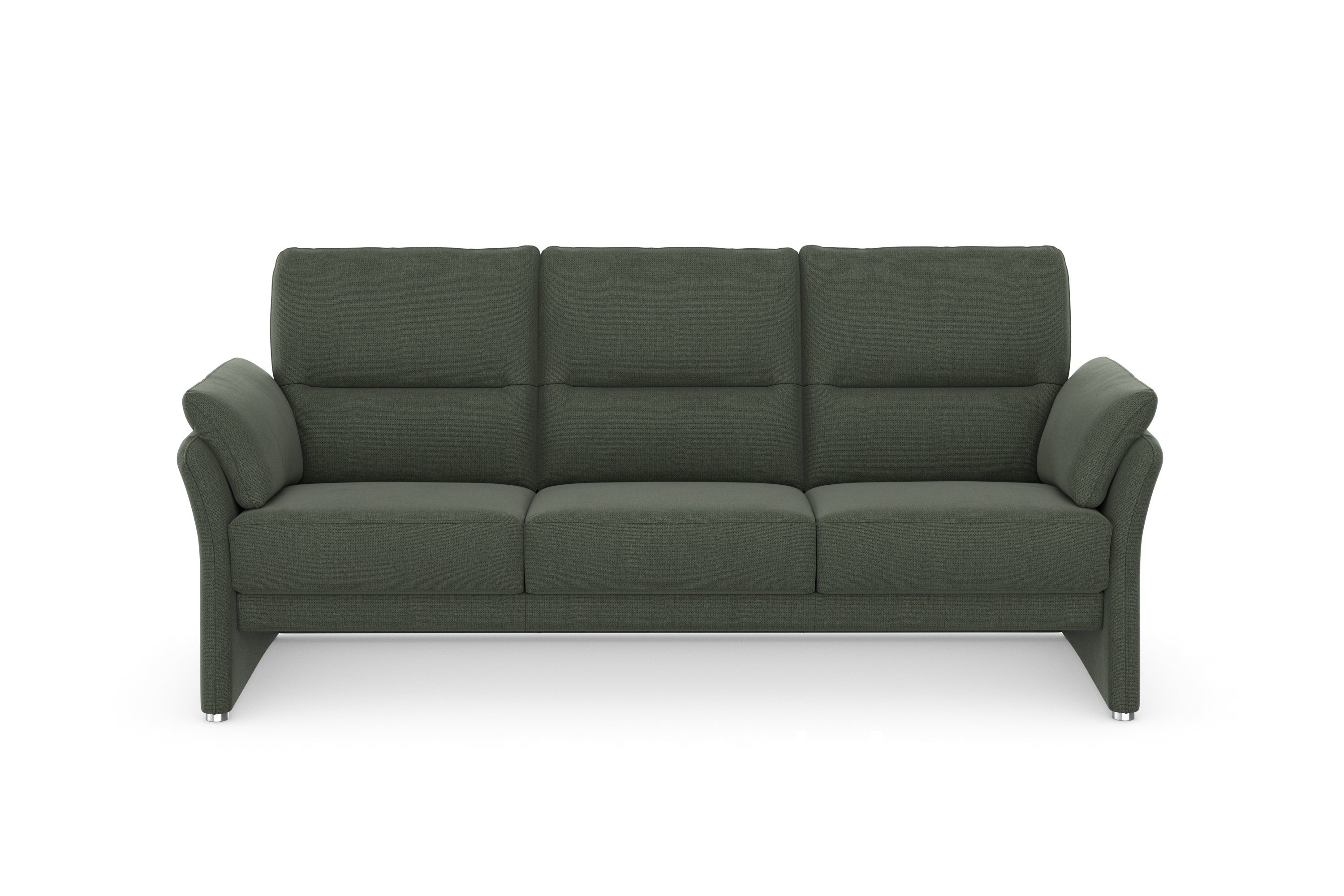 DOMO collection 3-zitsbank Pina, smalle armleuningen, met bonellvering, compact & elegant Hoge zitcomfort, luxe microvezel leerlook, grijs, breedte 219 cm