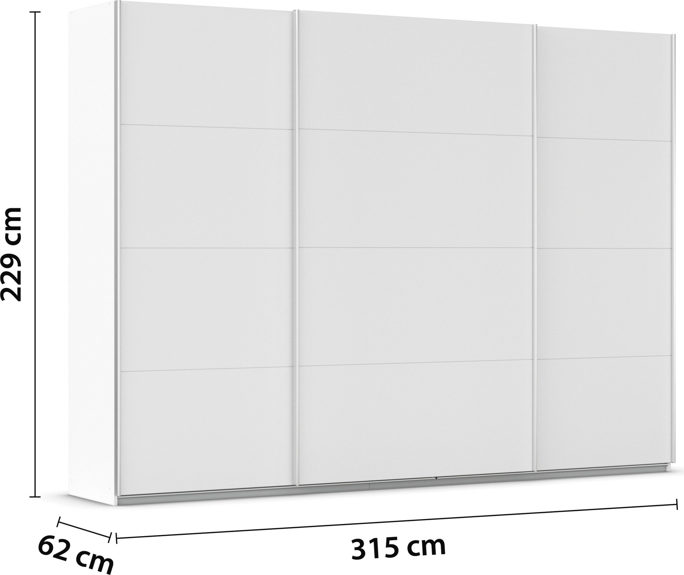 rauch Schuifdeurkast Kledingkast kast garderobe AGORDO met decor- of hoogglansfront doordachte binnenuitrusting, in 4 breedtes en 2 hoogtes made in germany