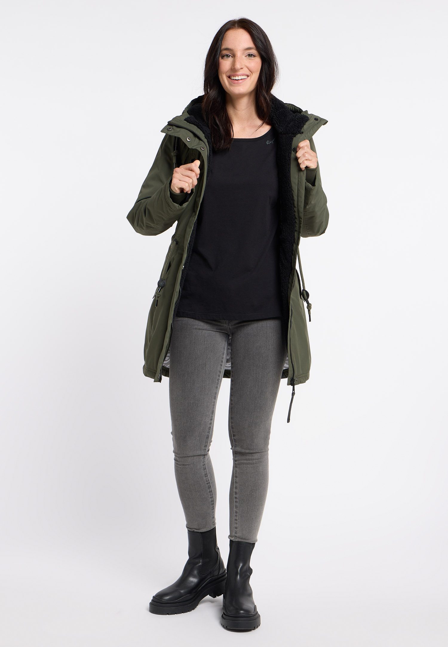 Ragwear Outdoorjack ELSIEN waterafstotende overgangsparka met verwarmende teddypluche voering