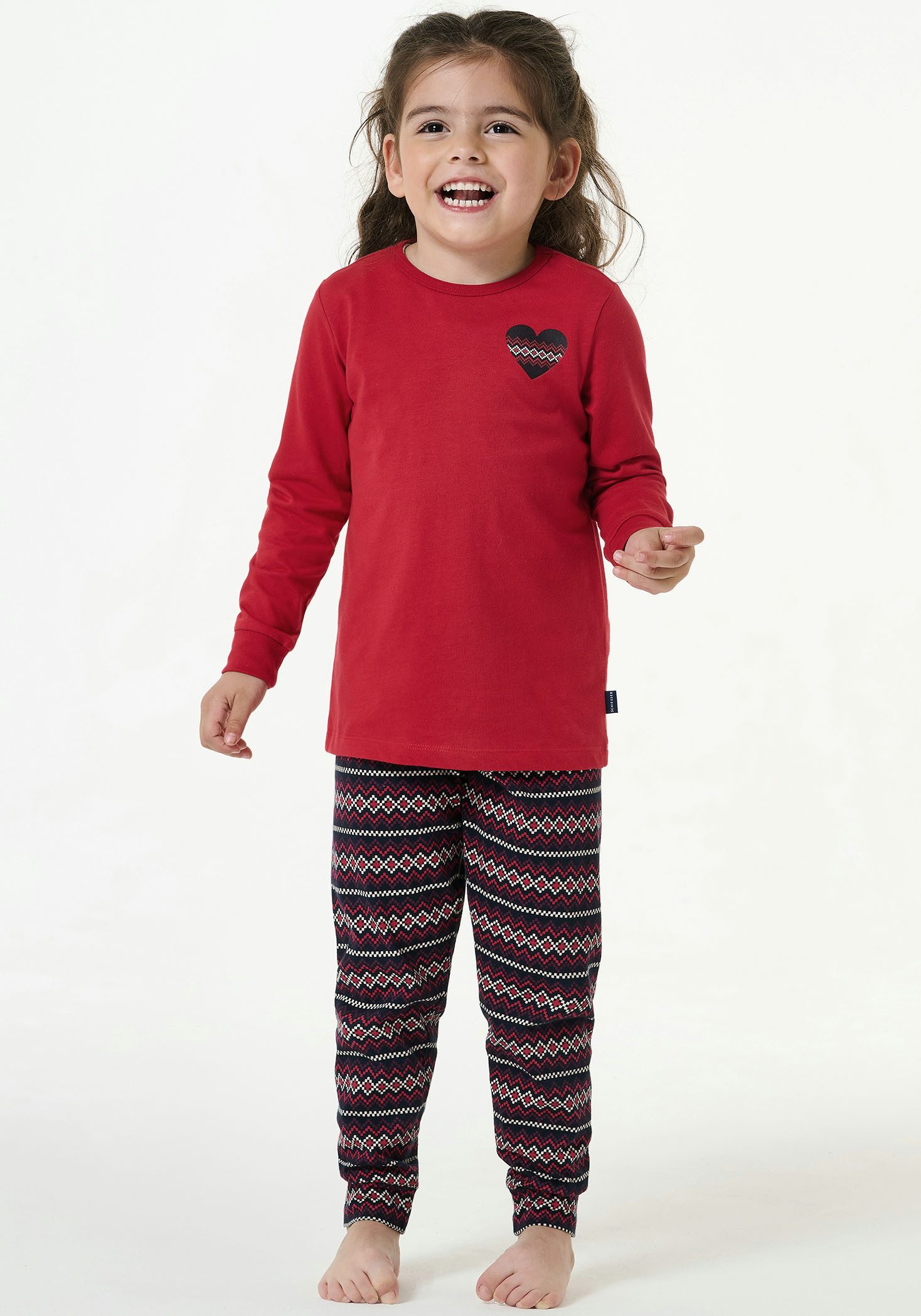 Schiesser Pyjama met kleine print vooraan (2-delig) meisjes pyjama's maat 98 rood