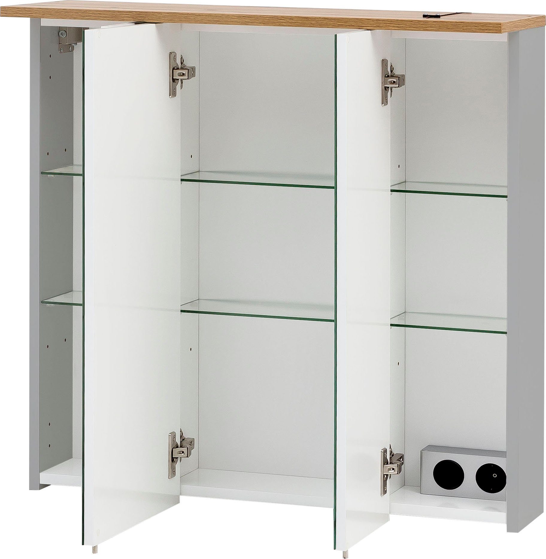 Schildmeyer Spiegelkast Profiel Breedte 70 cm, 3-deurs, ledverlichting, schakelaar-/stekkerdoos