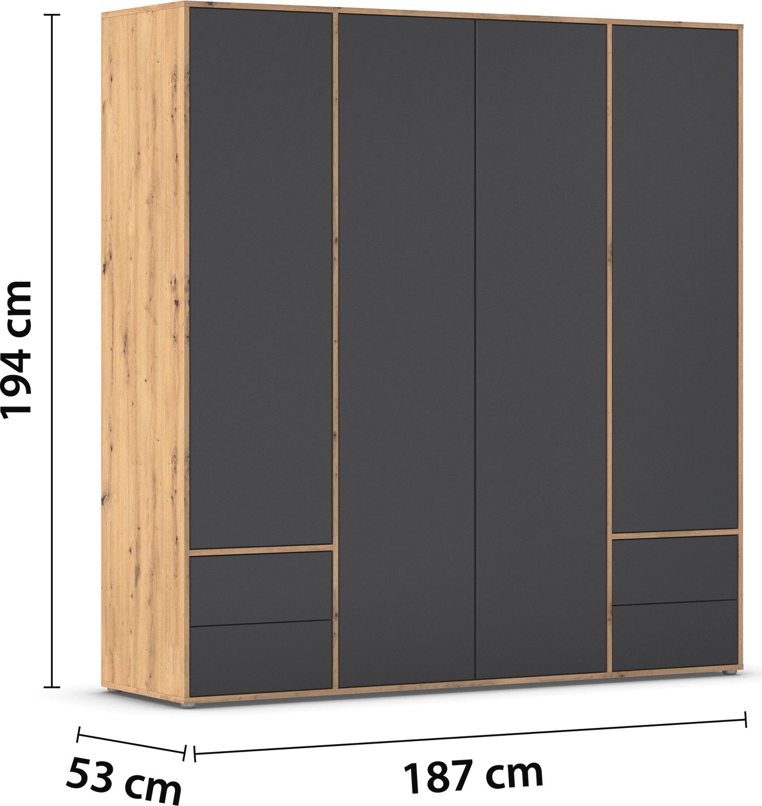 rauch Draaideurkast Kledingkast Kast Garderobe Wasmand NABILA veel Opbergruimte met 2 lades en push-to-open functie topseller made in germany