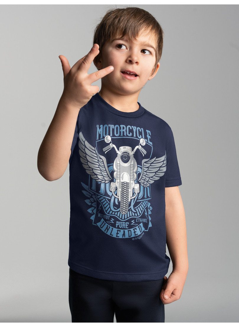 Trigema T-shirt TRIGEMA T-shirt met grote motorfiets-printmotief (1-delig)