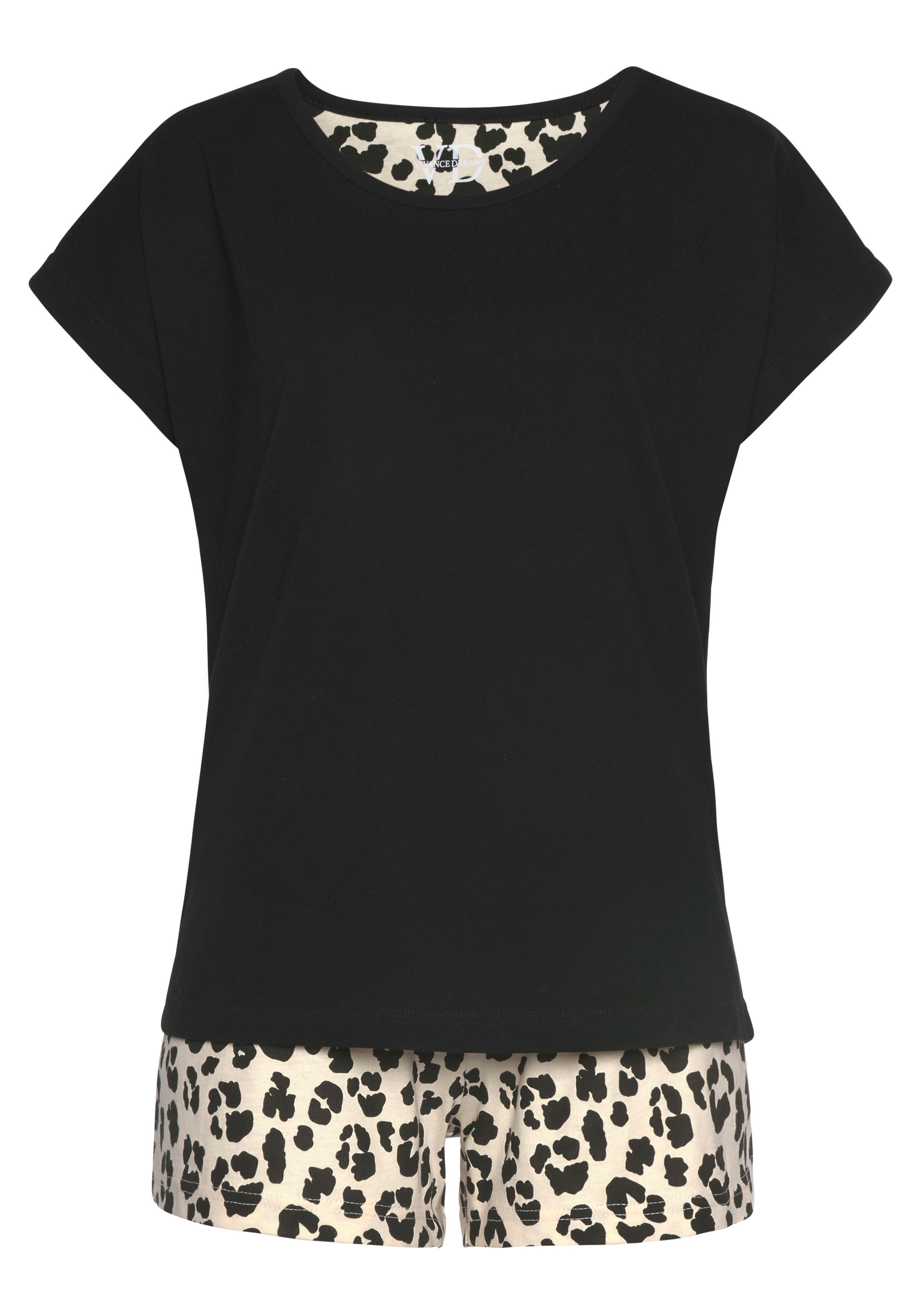 Vivance Dreams Shortama met animal-print (4-delig, Set van 2)
