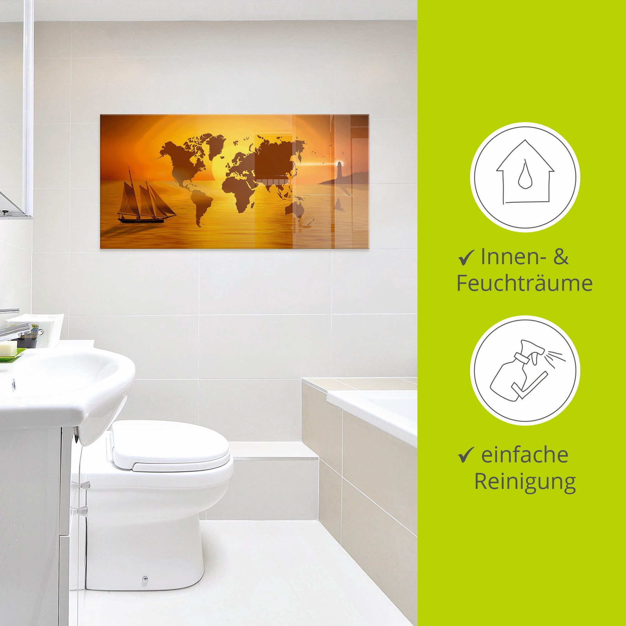 Artland Print op glas Reis om de wereld in verschillende maten