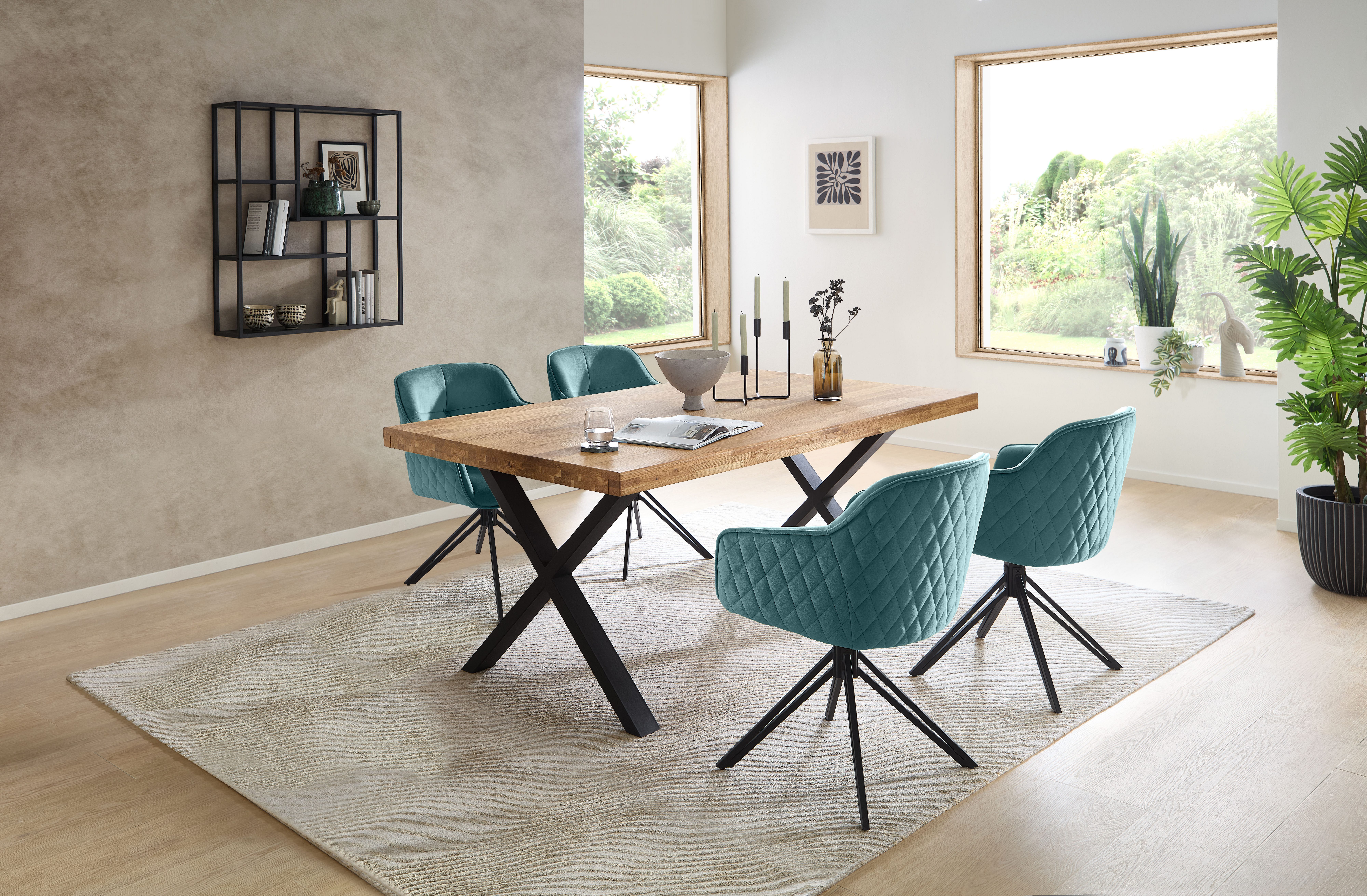 Stolkom Eettafel Chris eettafel eik massief hout, BxHxD 110x47x70 cm