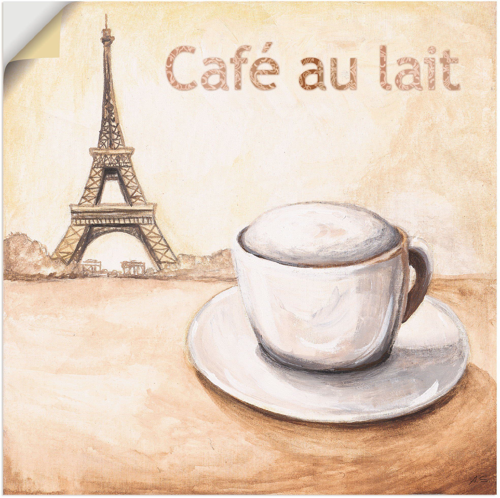 Artland Artprint Café au lait in Paris in vele afmetingen & productsoorten - artprint van aluminium / artprint voor buiten, artprint op linnen, poster, muursticker / wandfolie ook