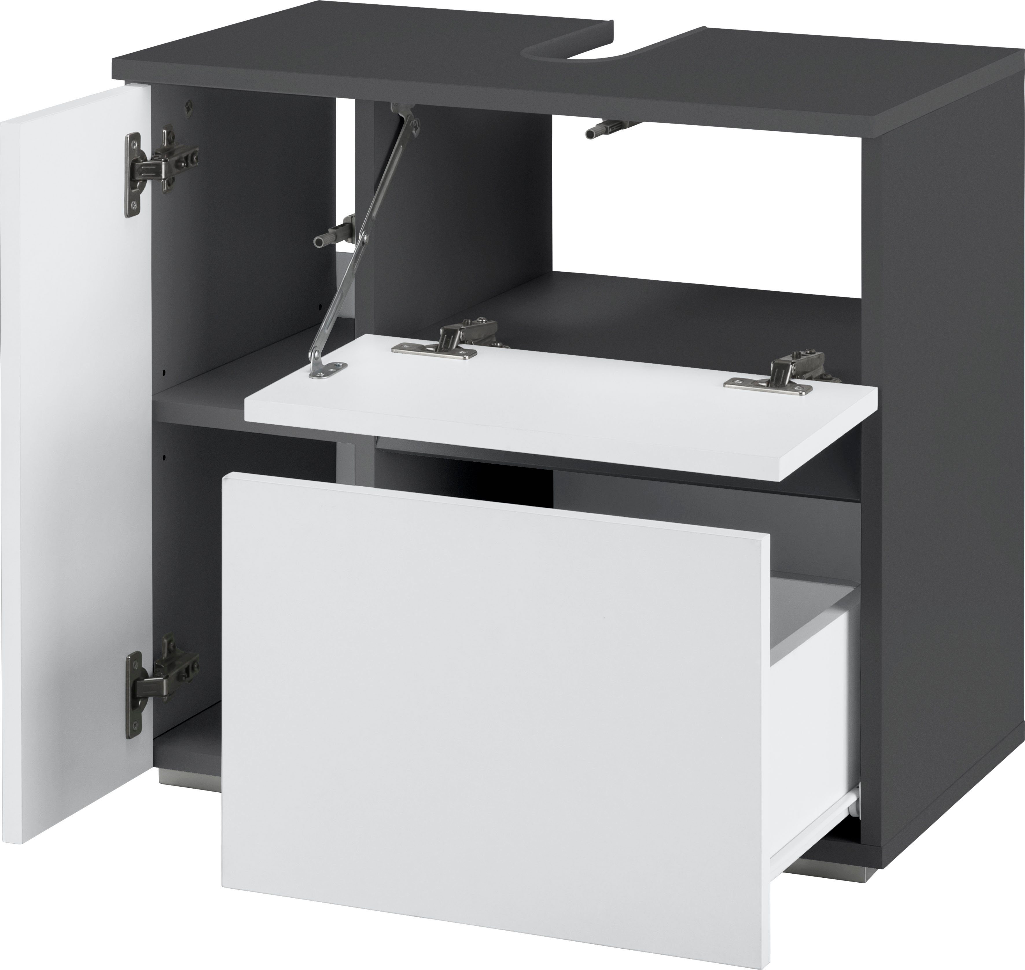 Home affaire Wastafelonderkast Wisla Sifon uitsparing, push-to-open functie, breedte 60 cm, hoogte 55 cm