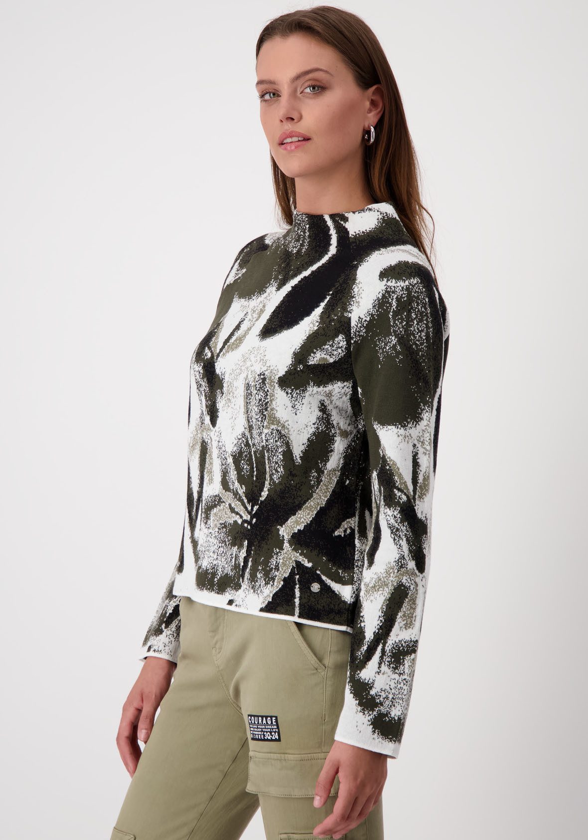 Monari Gebreide trui met bloemenprint