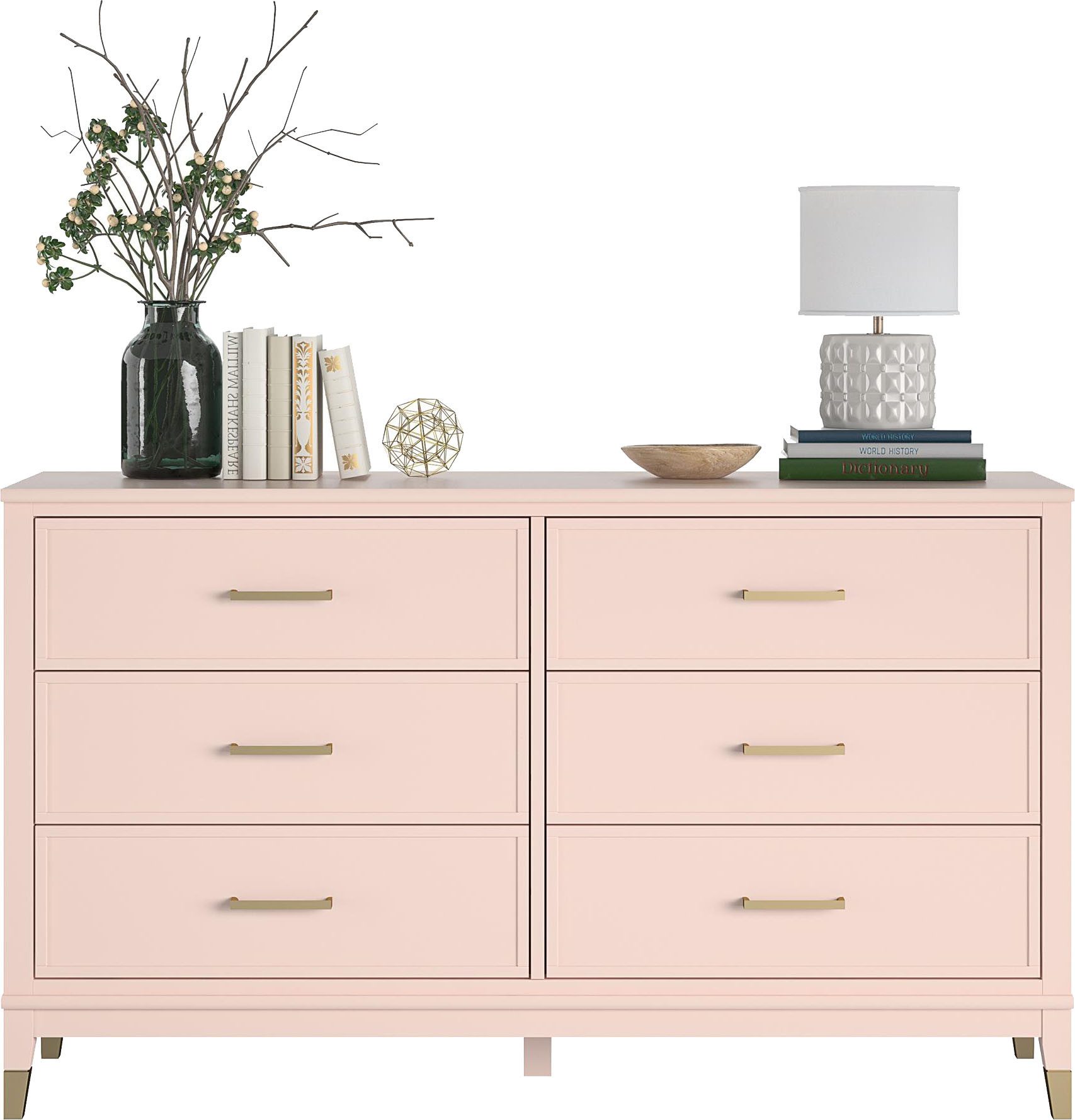 CosmoLiving by Cosmopolitan Kast Westerleigh met 6 laden, mdf, poten van massief hout, hoogte 85 cm, breedte 145 cm