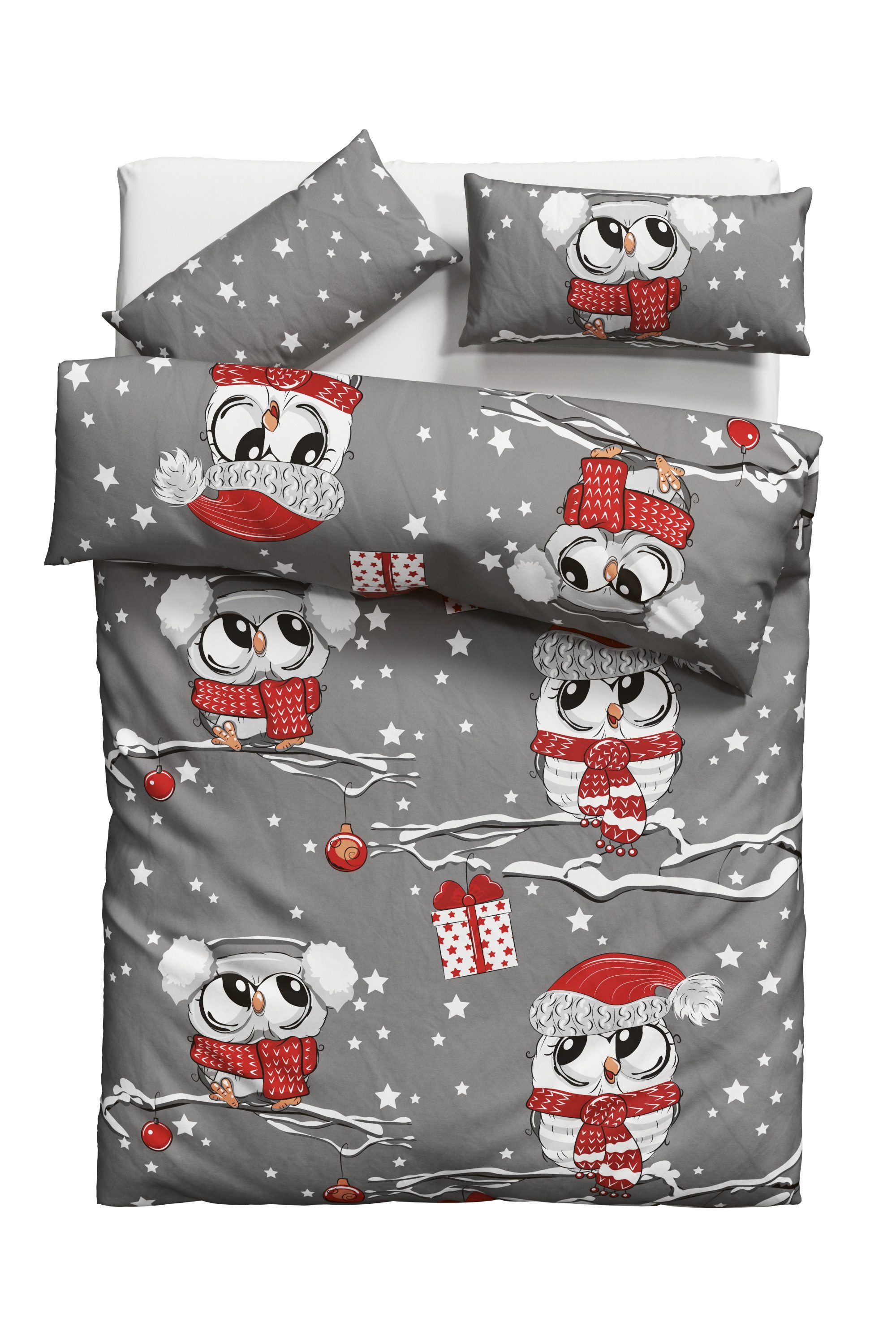 my home Beddengoed Janina in mt. 135x200 of 155x220 cm 100% katoen, veel winterdesigns: patchwork, sneeuwpop, uil, beer