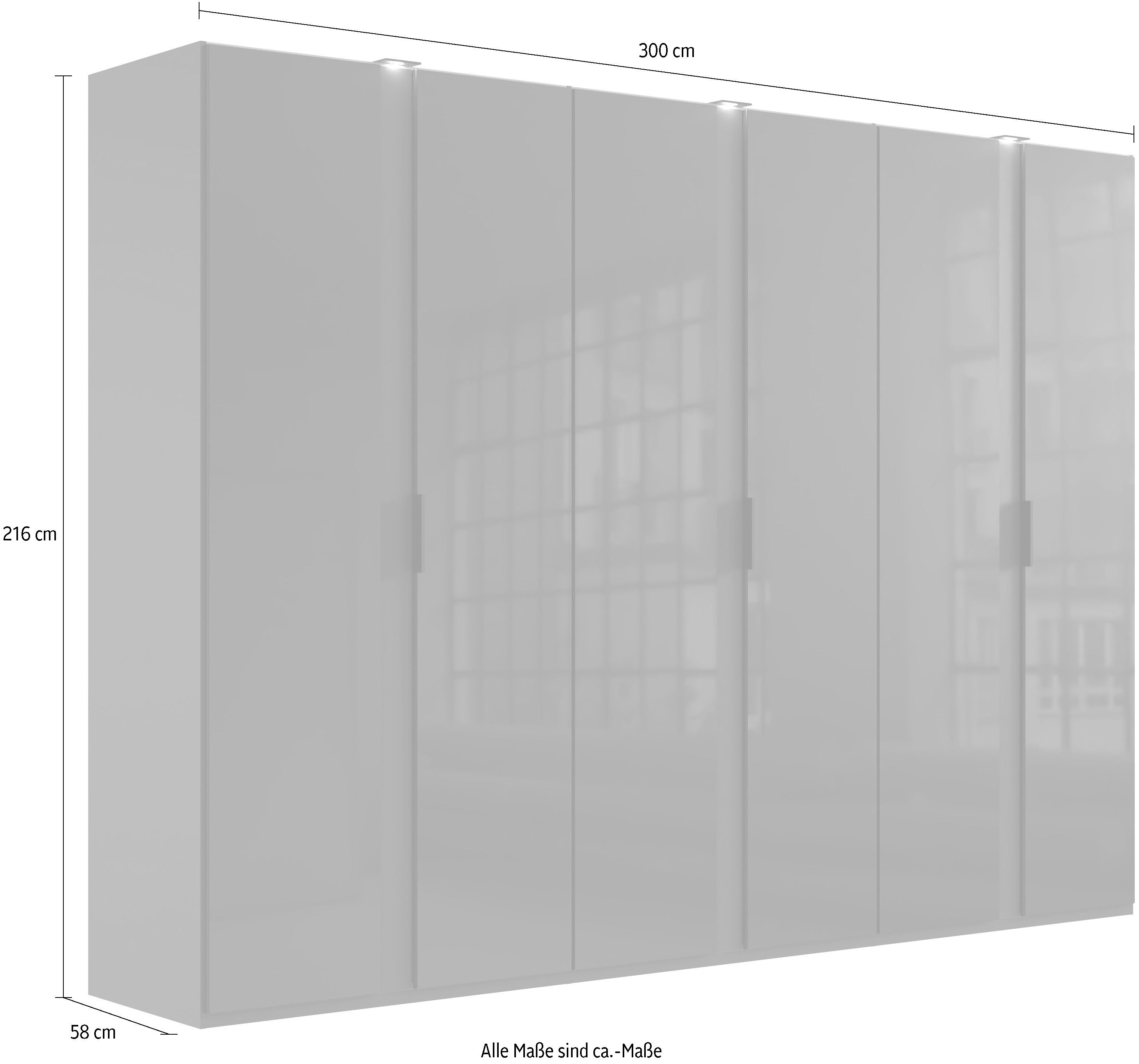 Wimex Draaideurkast Rimini by fresh to go, 200, 250 of 300 cm breed, 216 cm hoog LED-verlichting inclusief, met glazen fronten, metalen grepen