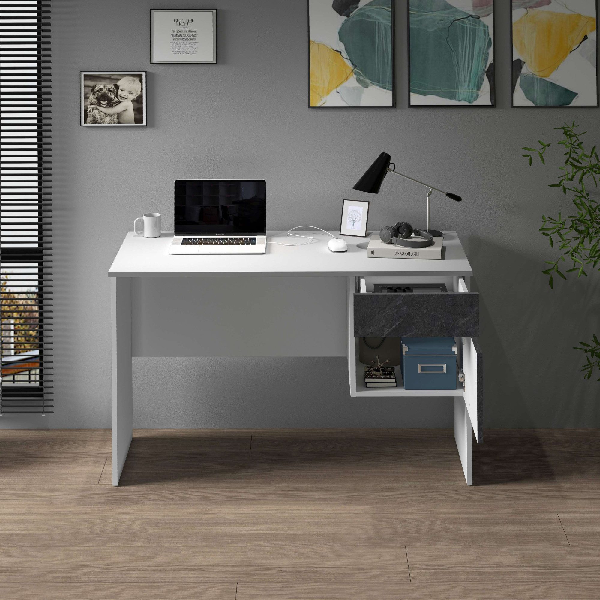 INOSIGN Bureau Coro, kleine computertisch, bureautafel met 1 deur & 1 lade, breedte 110 cm, made in italy