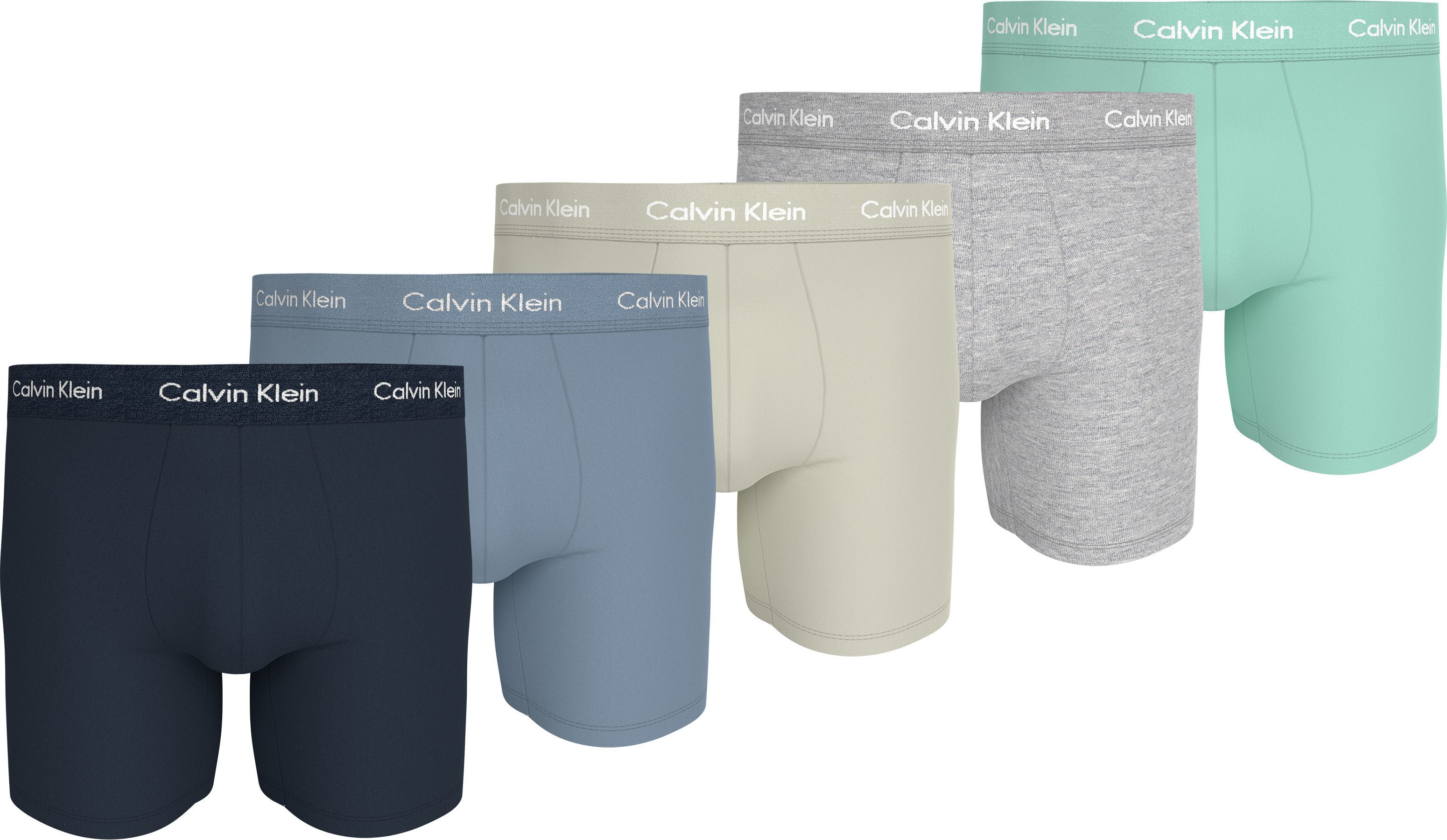 Calvin Klein Boxershort BOXER BRIEF 5PK met langere pijpen en logo-elastische tailleband (5 stuks) (5 stuks, Set van 5)