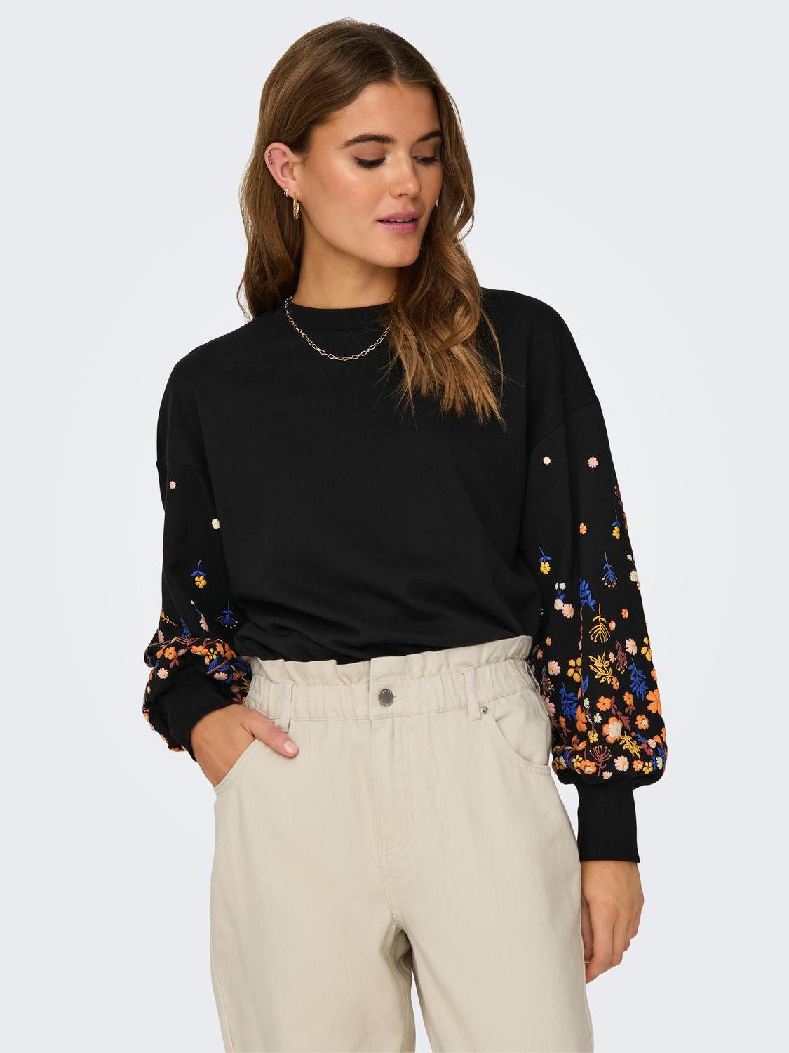 Only Sweatshirt ONLBROOKE L/S O-NECK FLOWER SWT